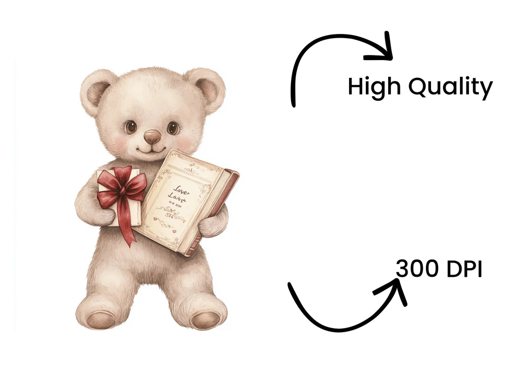 Cute Teddy Bear with Book Clipart Bundle