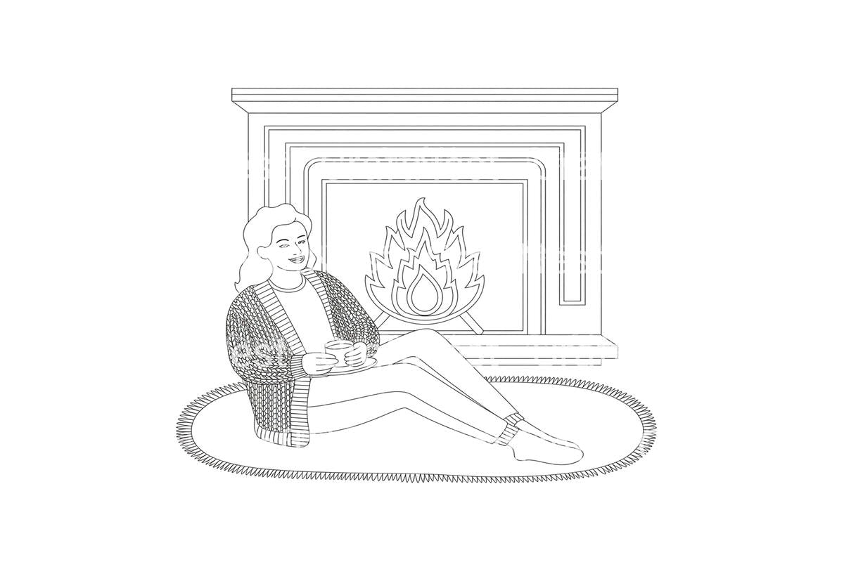Relaxing by the Fireplace Coloring Books