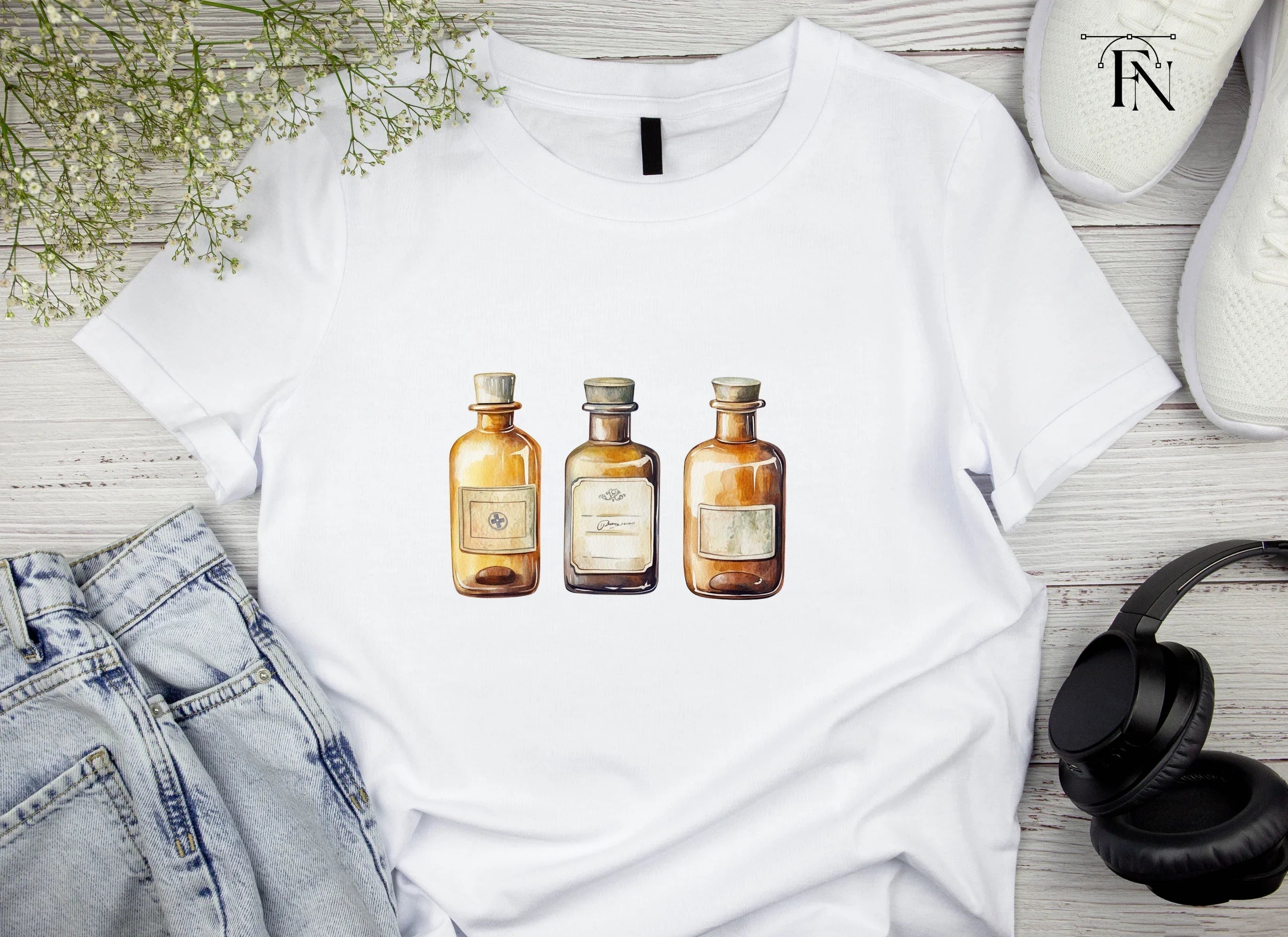 Vintage Brown Potion Bottles Clipart Bundle