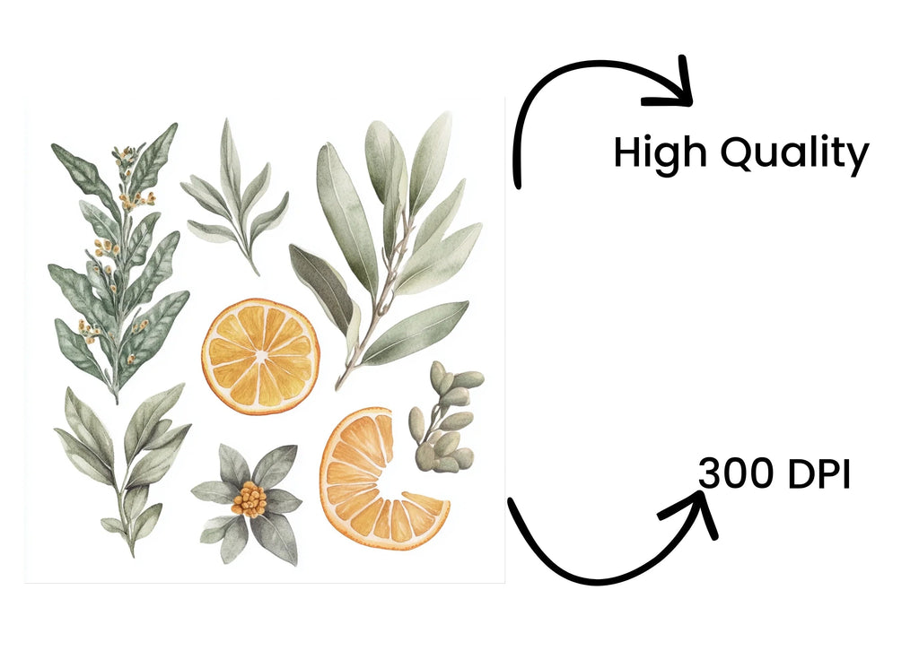 Citrus Greenery Clipart Bundle