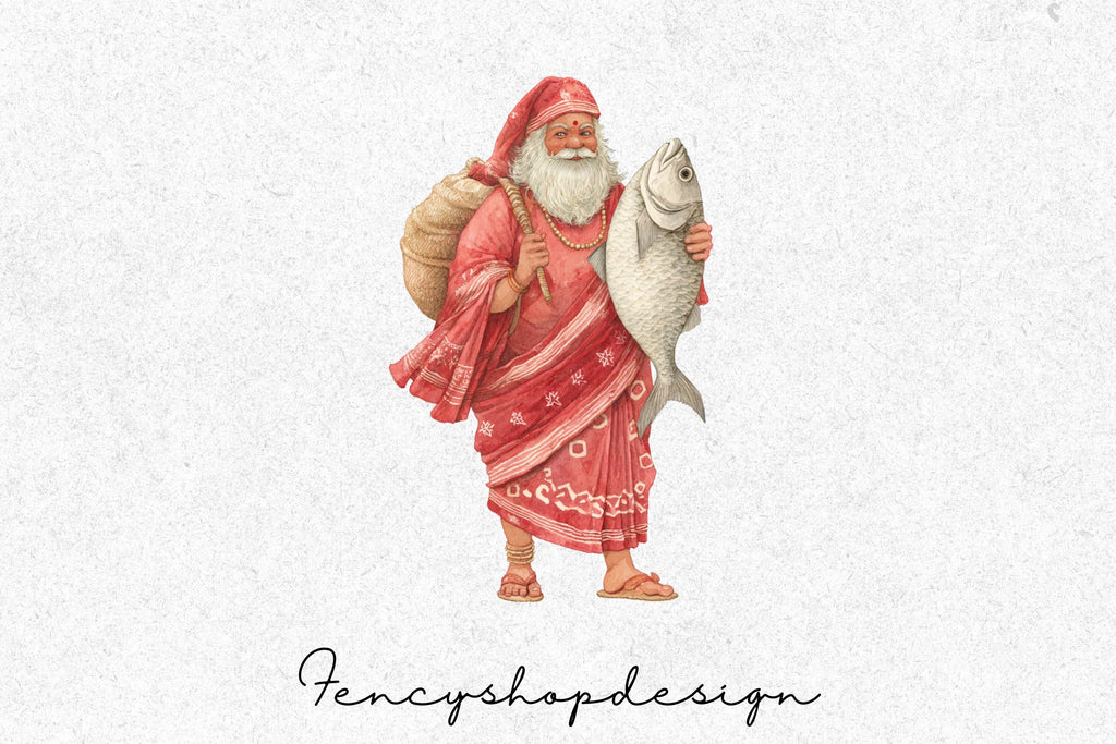 Tropical Santa Claus Clipart Bundle