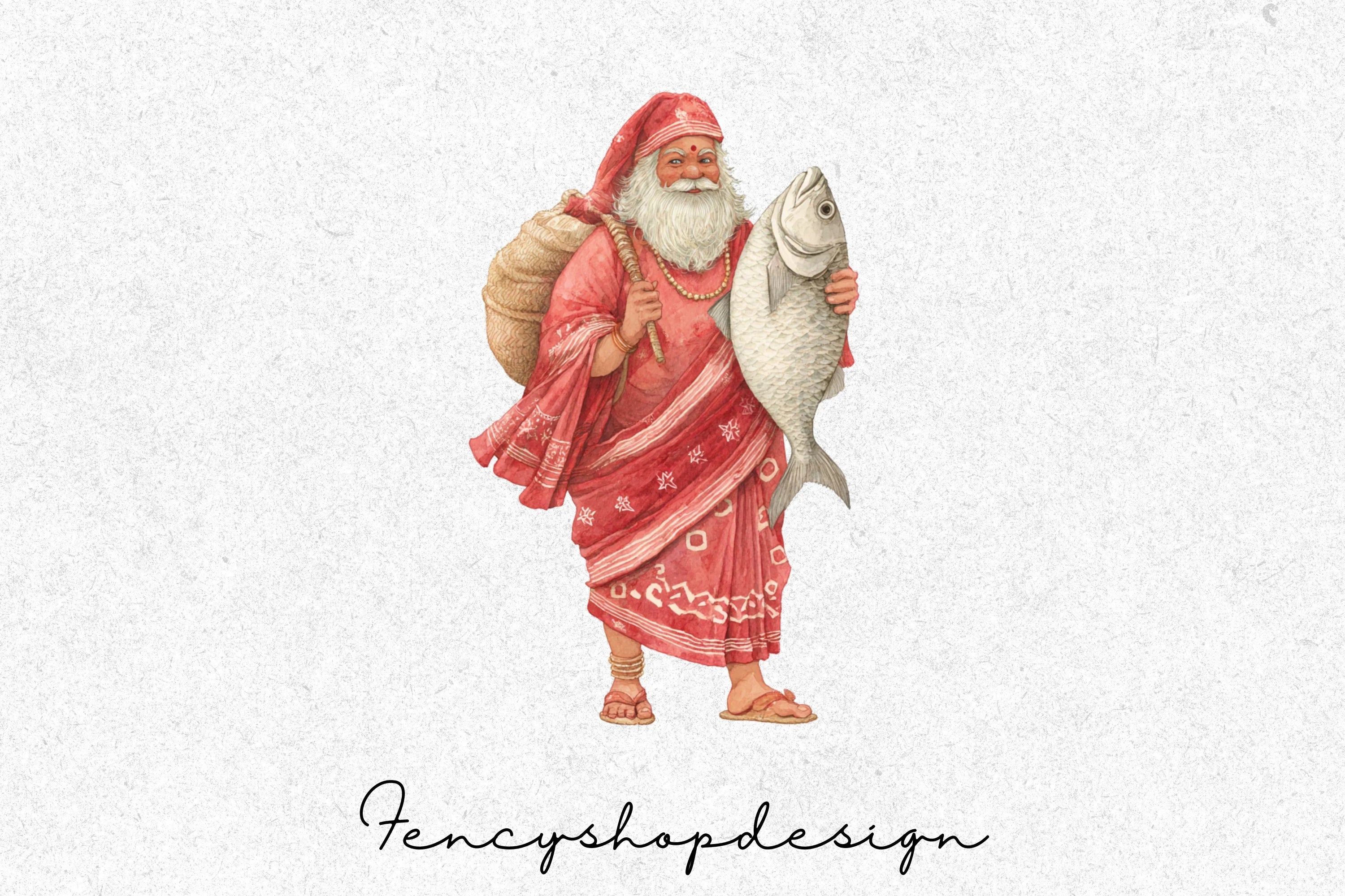 Tropical Santa Claus Clipart Bundle
