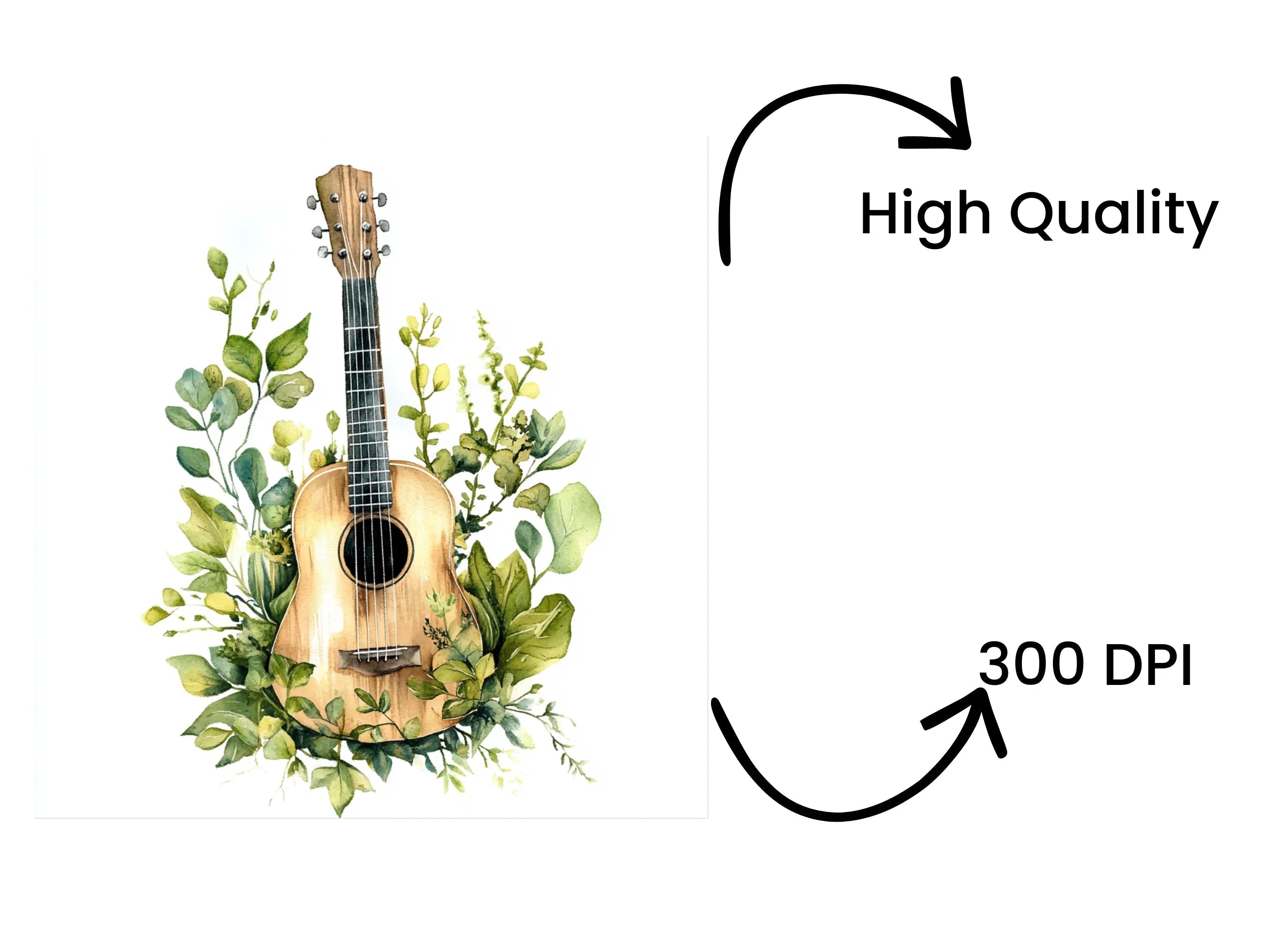 Nature Inspired Guitar Clipart Bundle