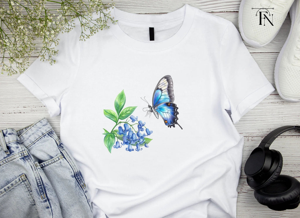 Bluebell Flowers and Butterfly Clipart Bundle