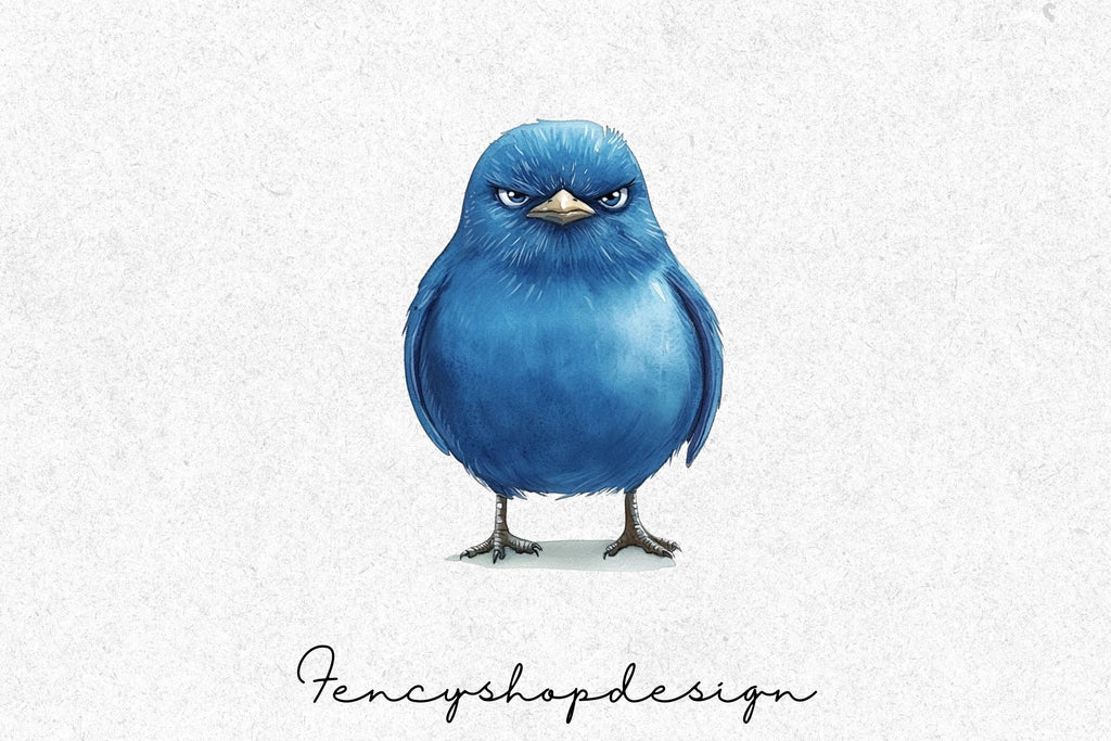 Angry Blue Birds Clipart Bundle