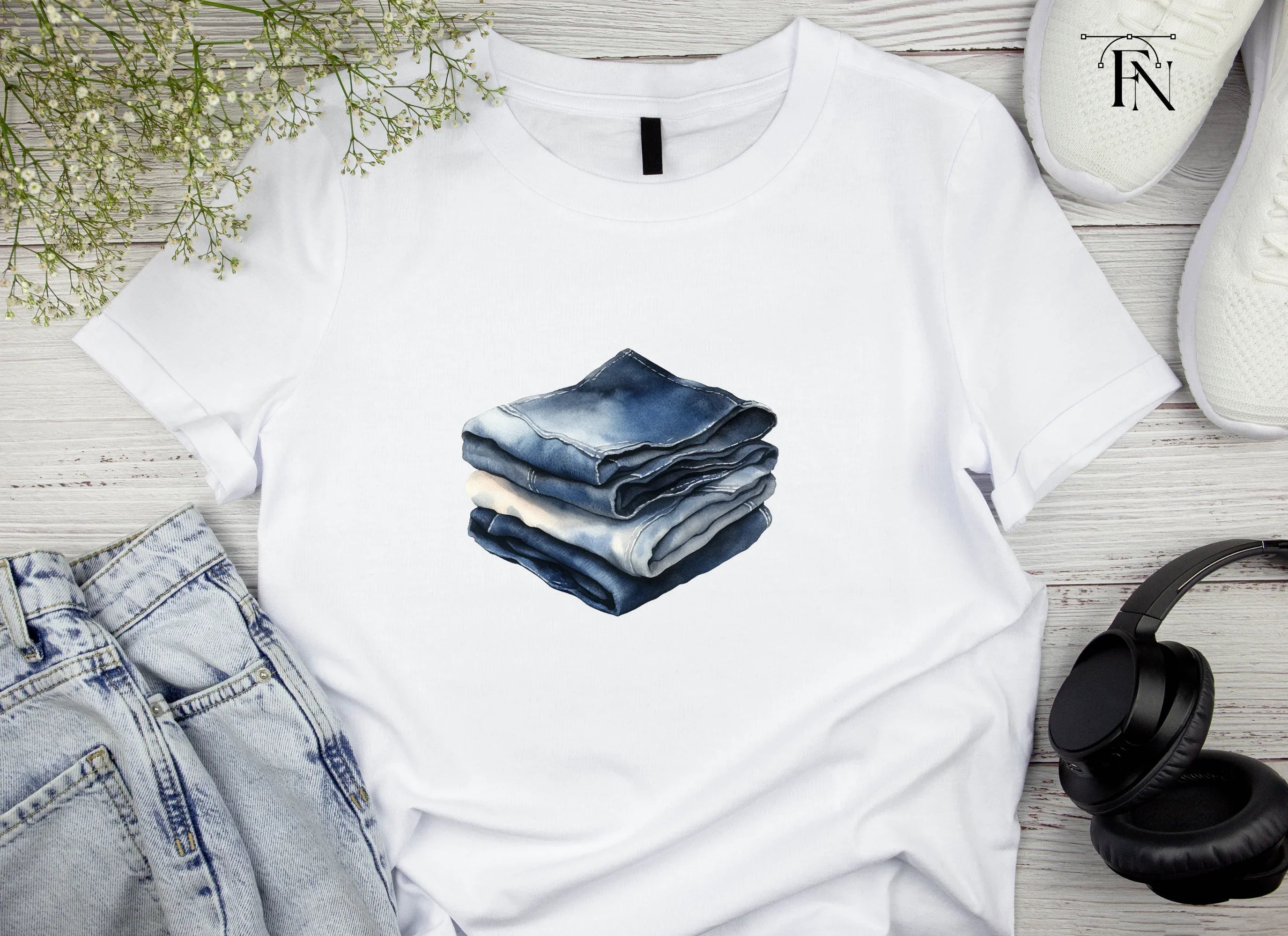 Folded Denim Jeans Clipart Bundle