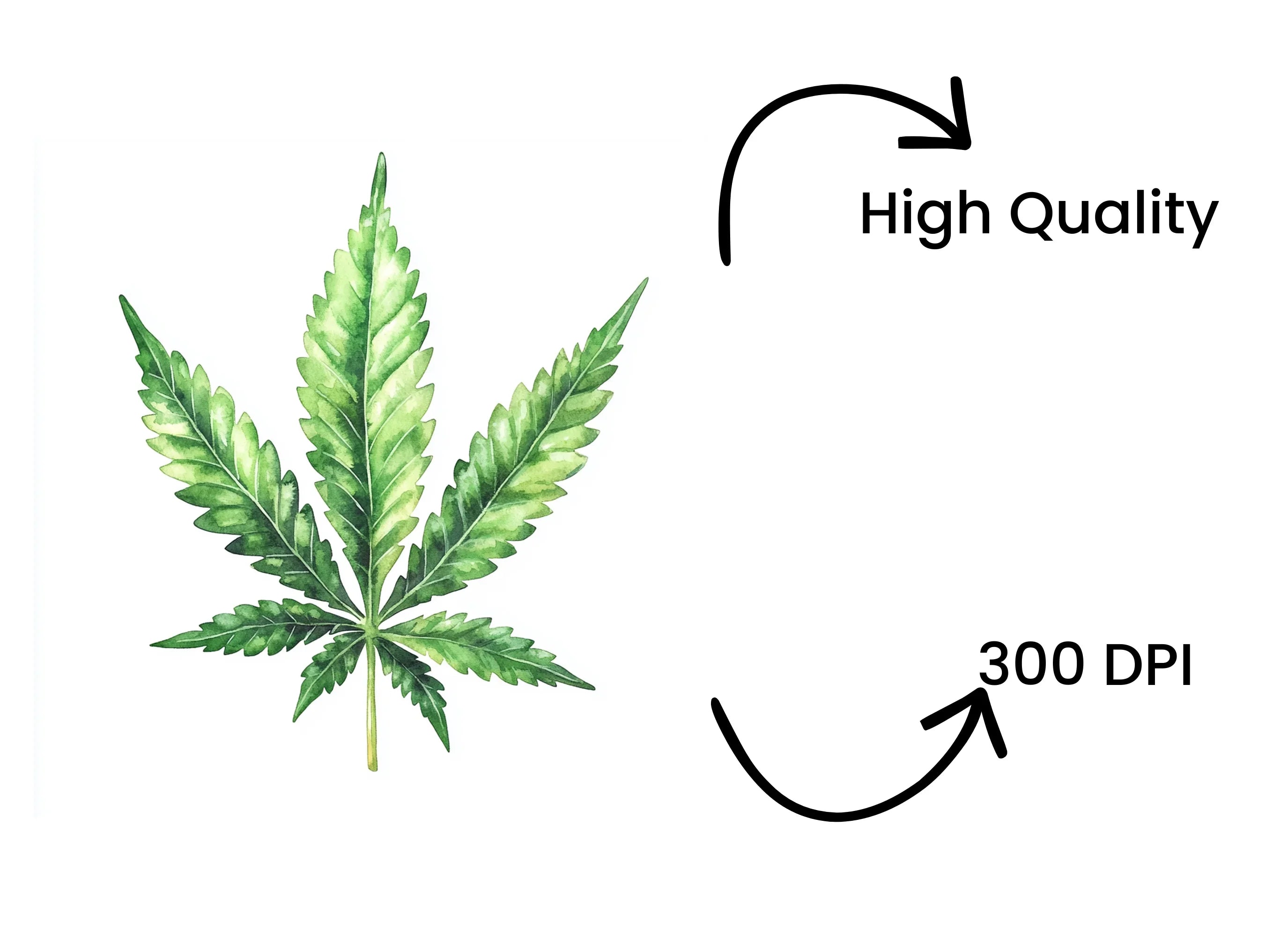 Vibrant Green Marijuana Leaf Clipart Bundle