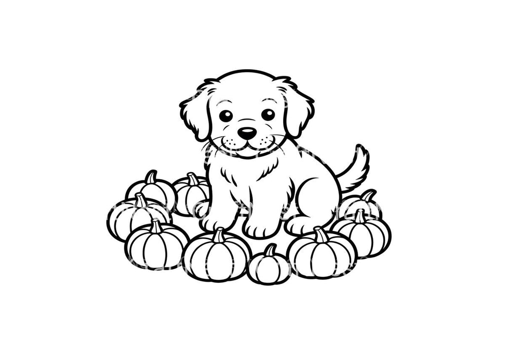 Cute Puppy and Pumpkins Coloring Books