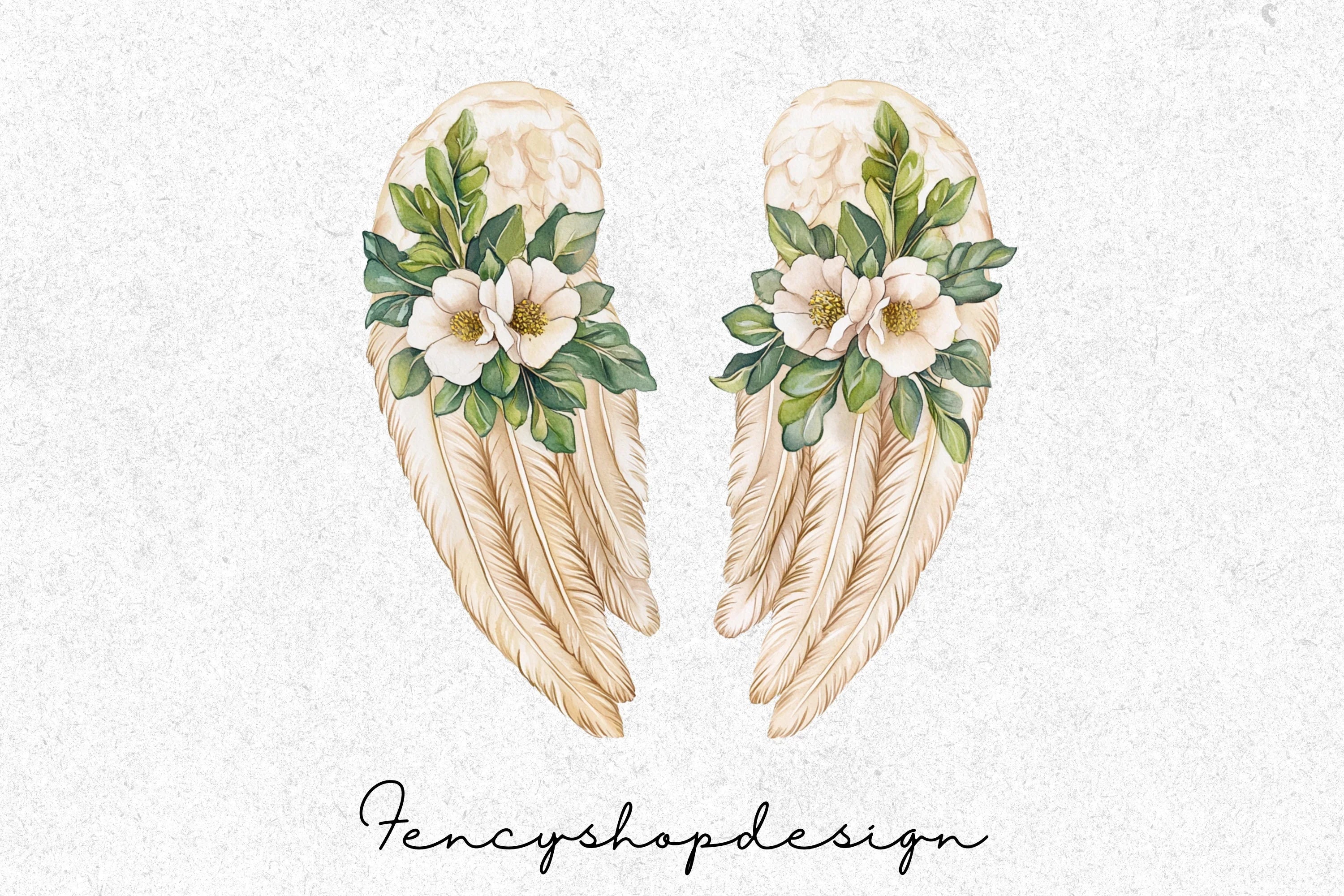 Angel Wings and Flowers Clipart Bundle