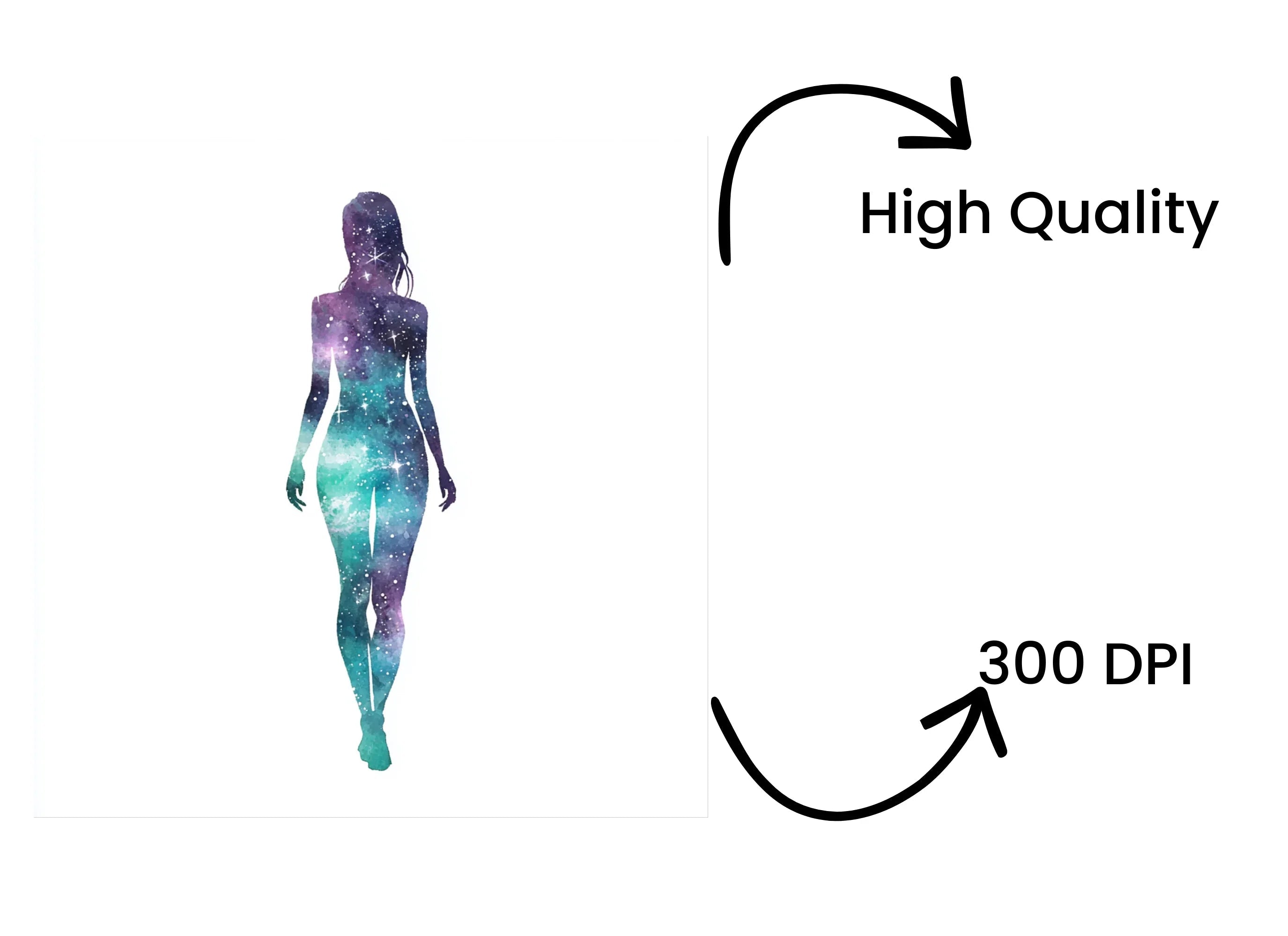 Galaxy Woman Silhouette Clipart Bundle