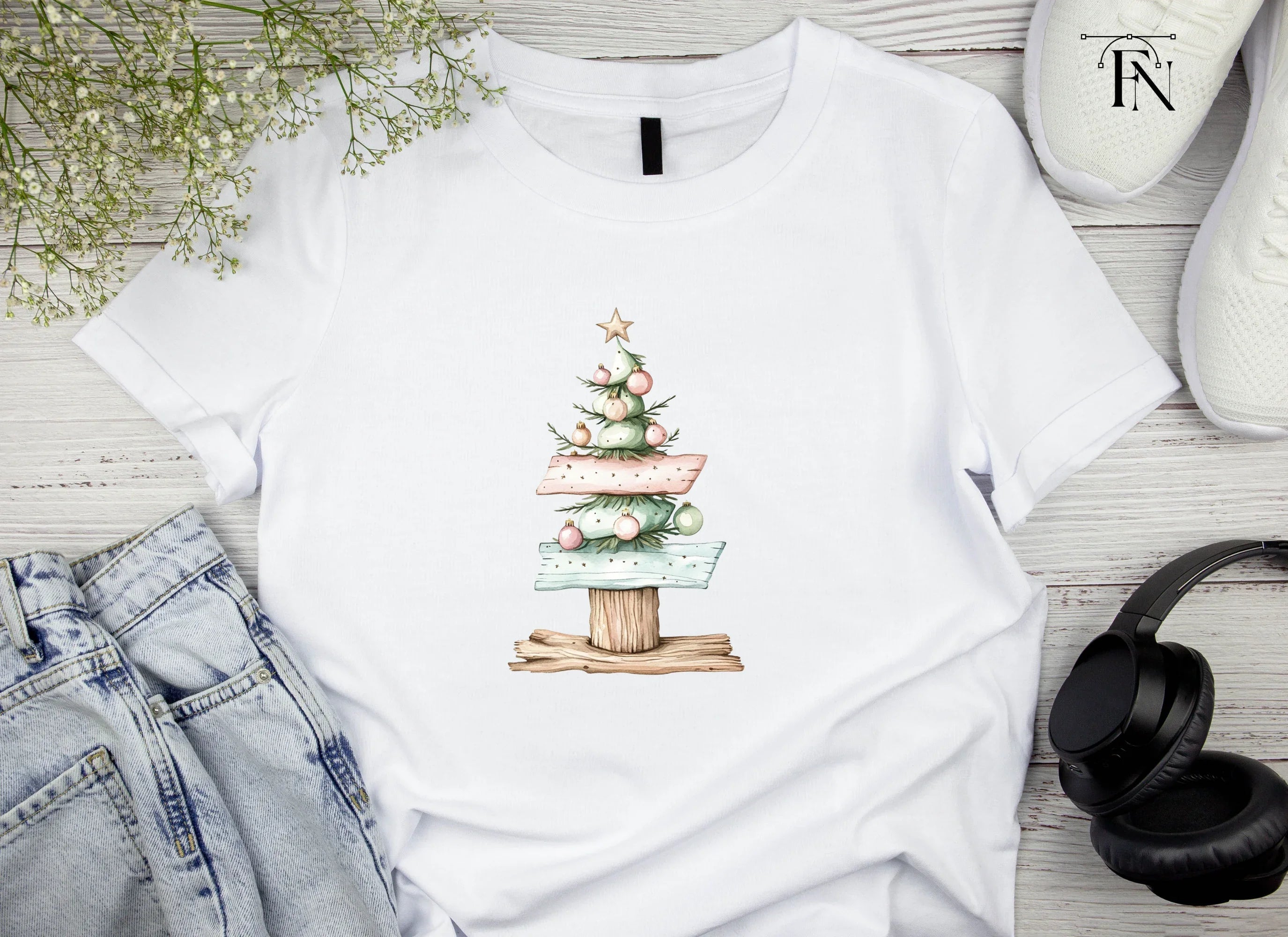 Pastel Christmas Tree Ornaments Clipart Bundle