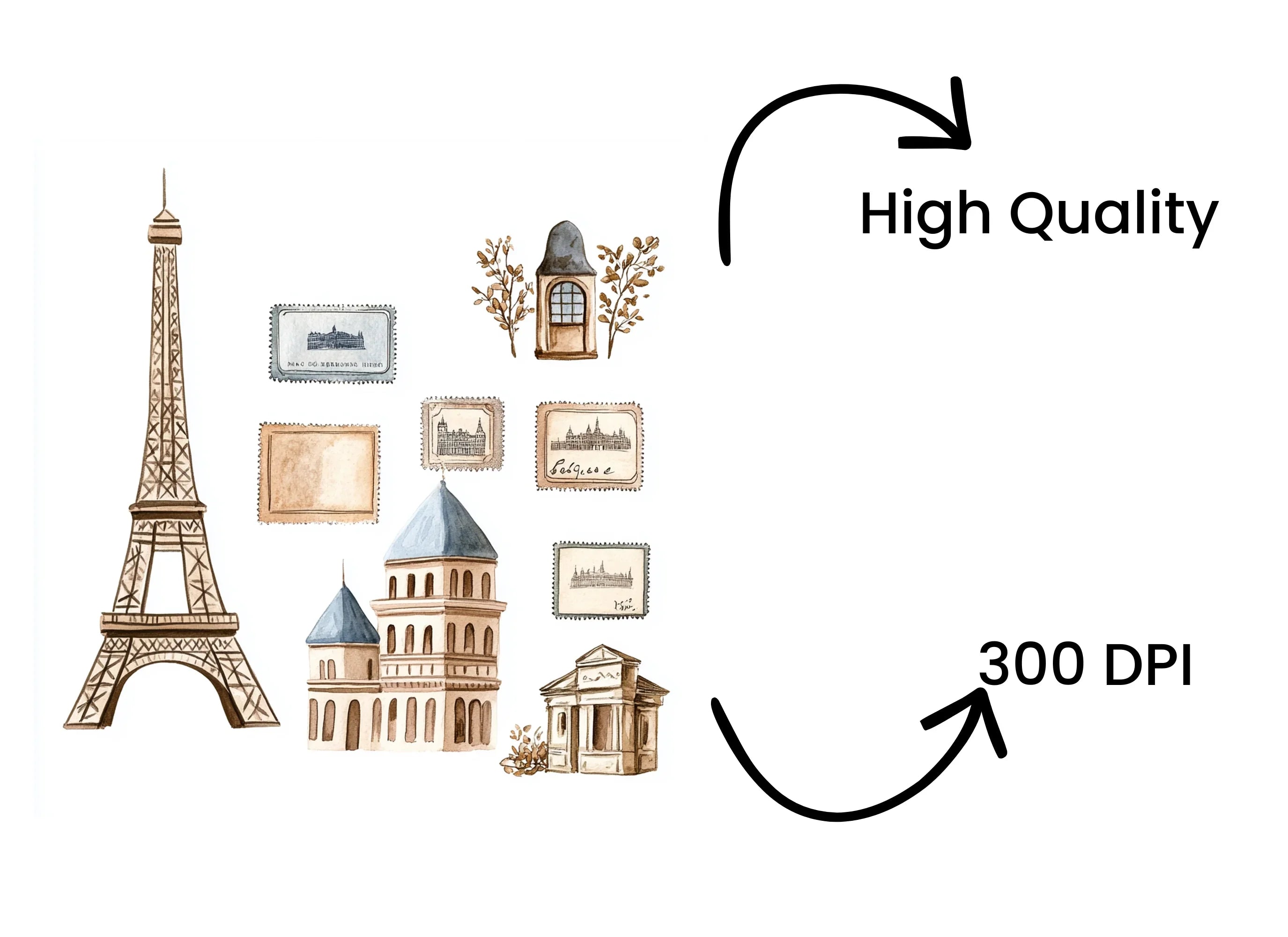 Parisian Landmarks Clipart Bundle