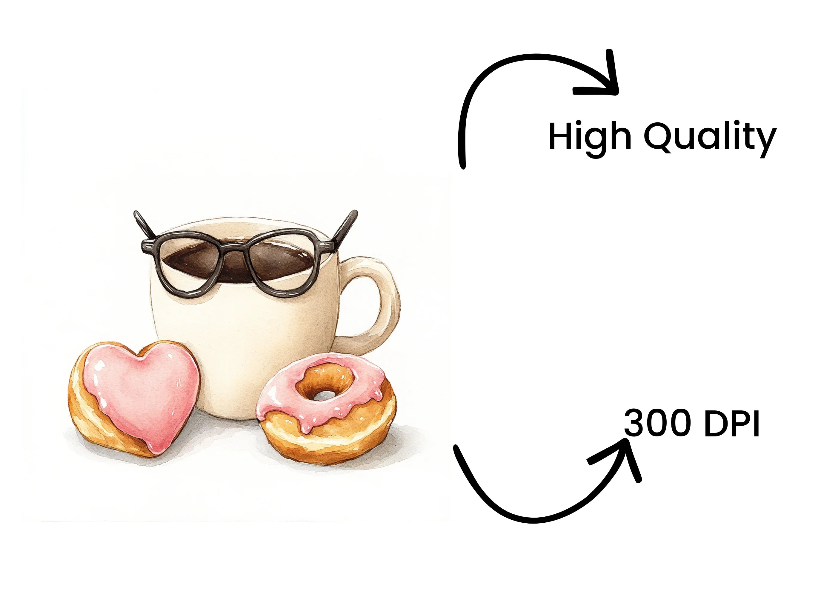 Heart Donut and Coffee Clipart Bundle