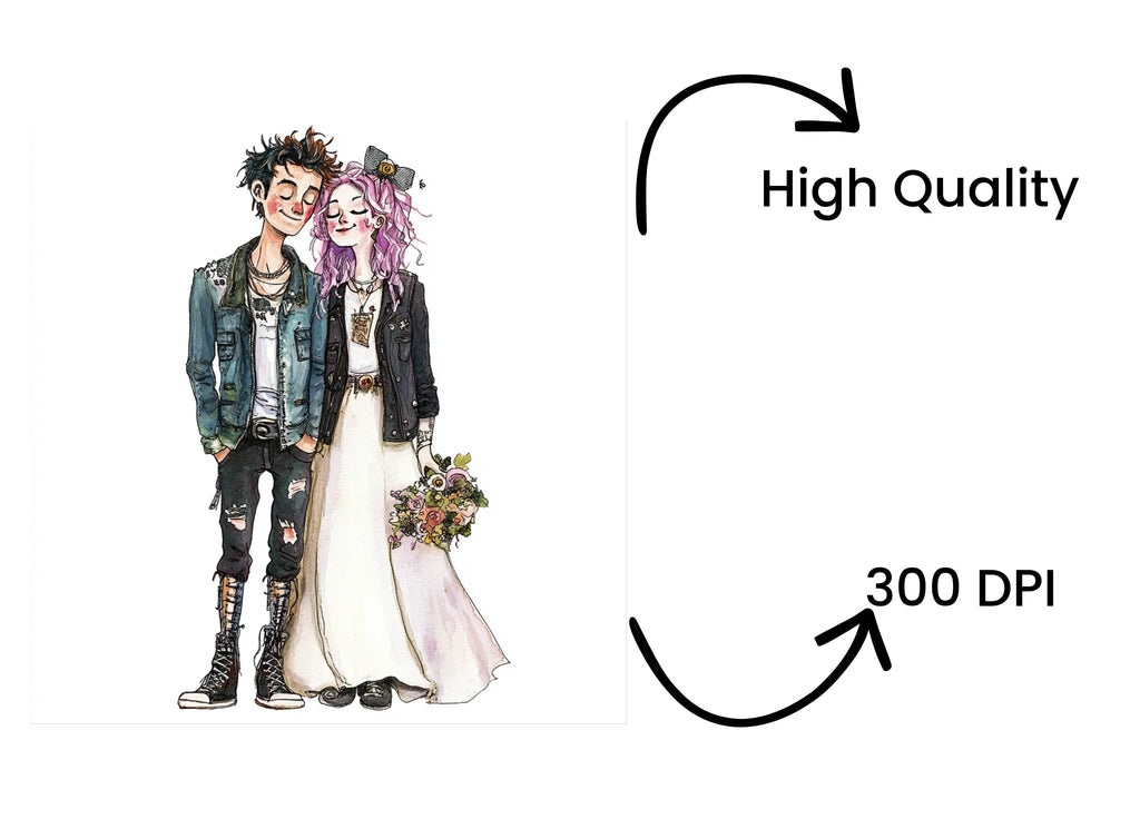 Punk Rock Wedding Couple Clipart Bundle