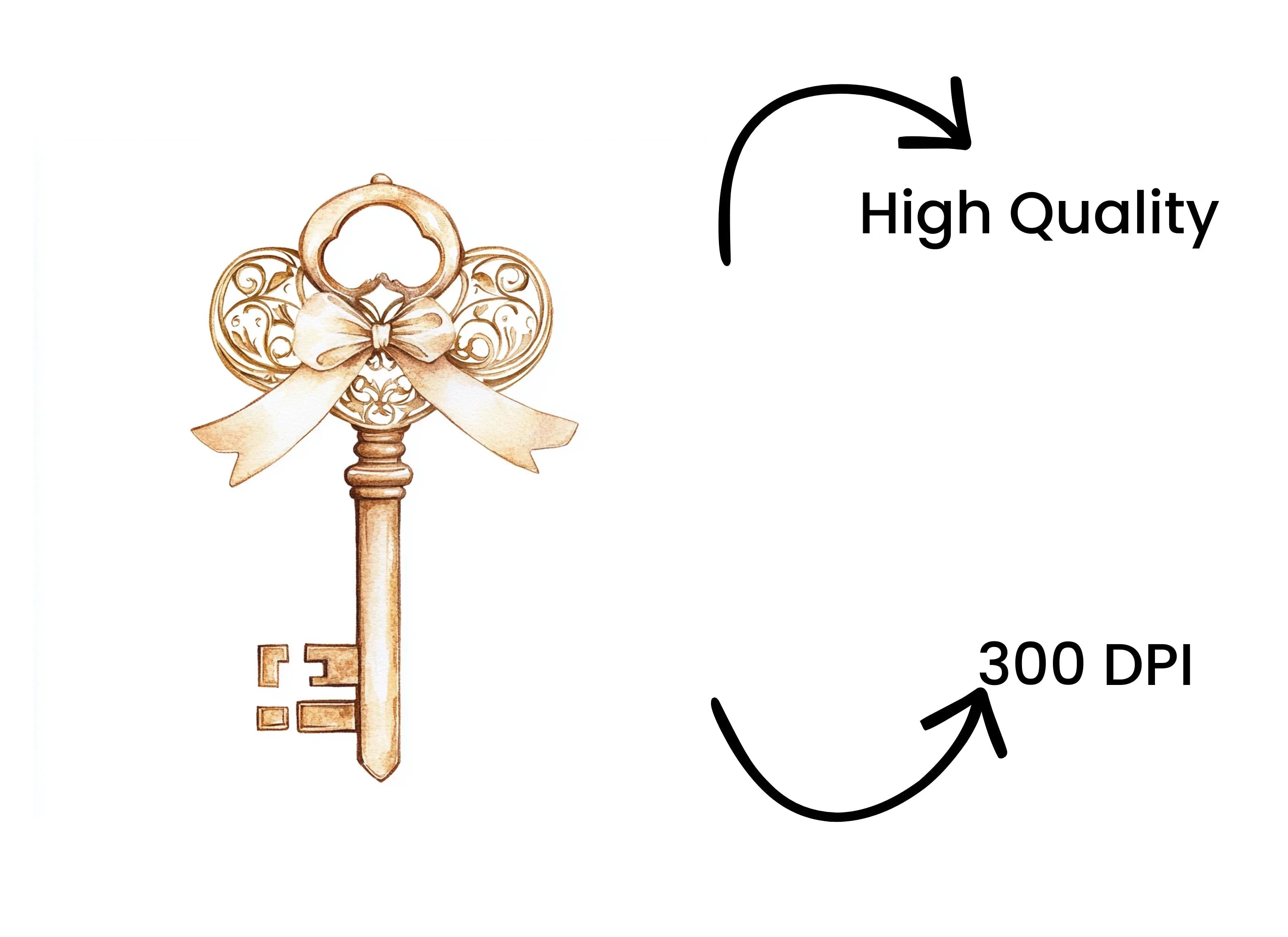 Elegant Gold Skeleton Keys Clipart Bundle