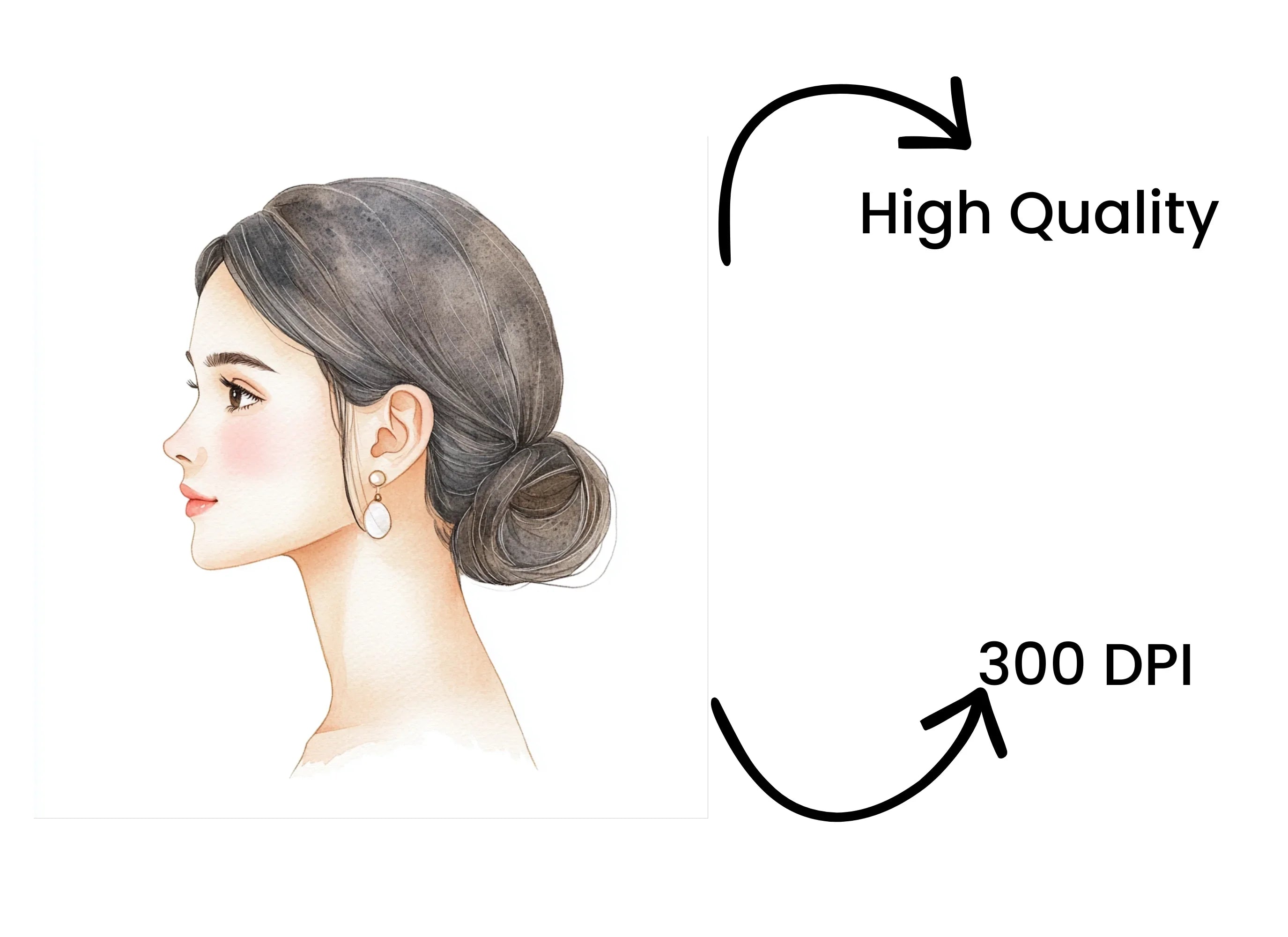 Elegant Women Bun Hairstyle Clipart Bundle