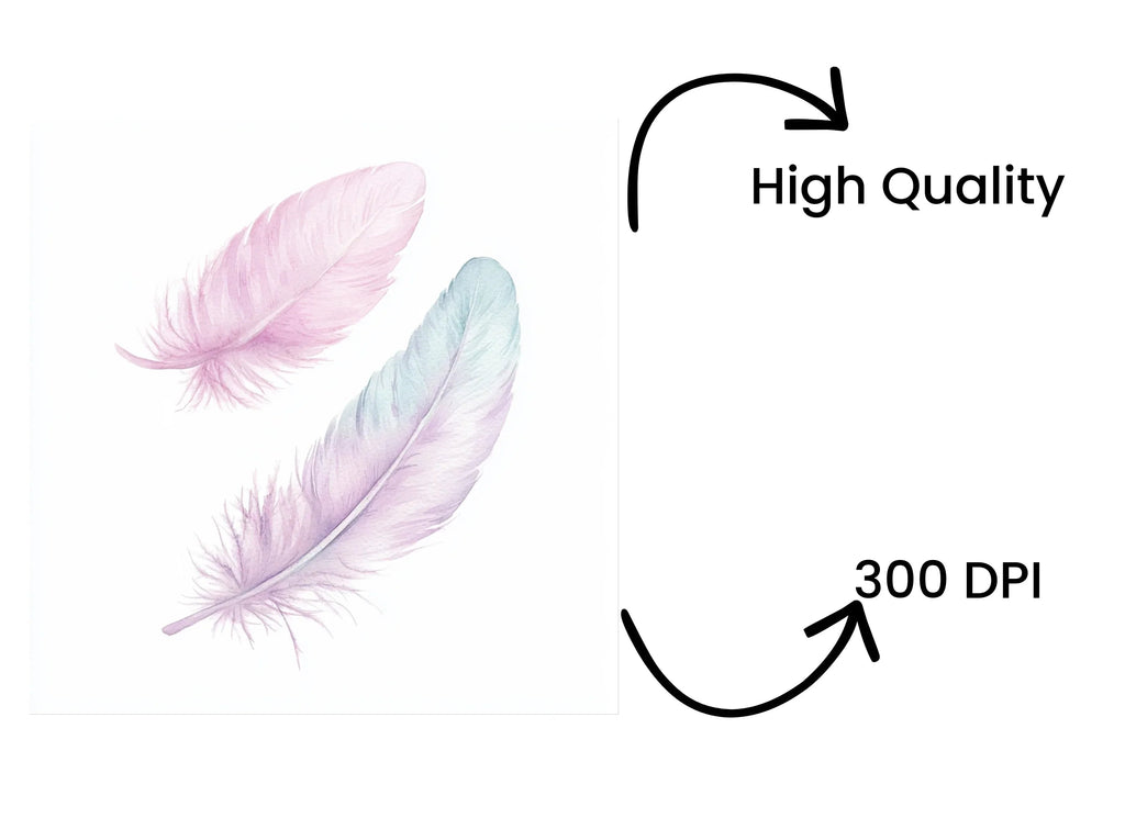Soft Pastel Feathers Clipart Bundle