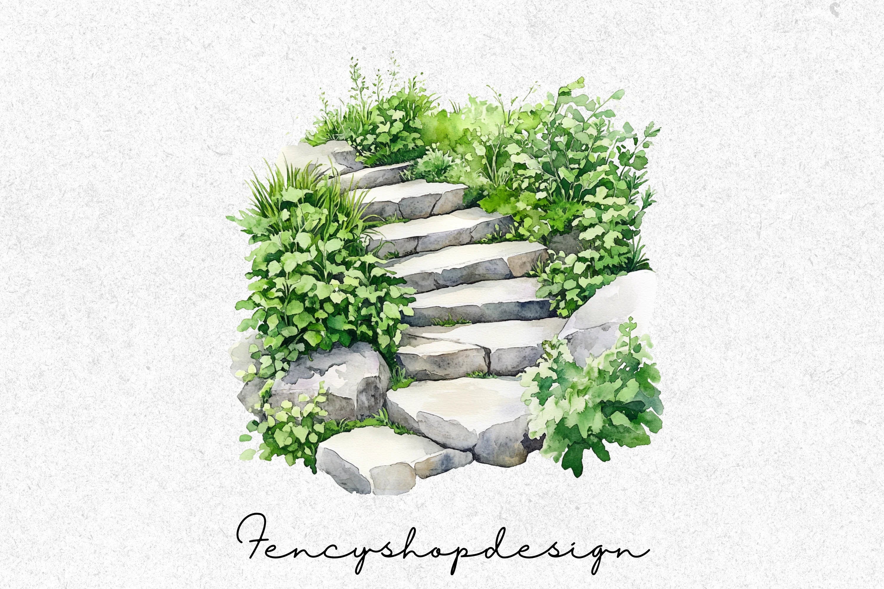 Garden Stairs Steps Clipart Bundle