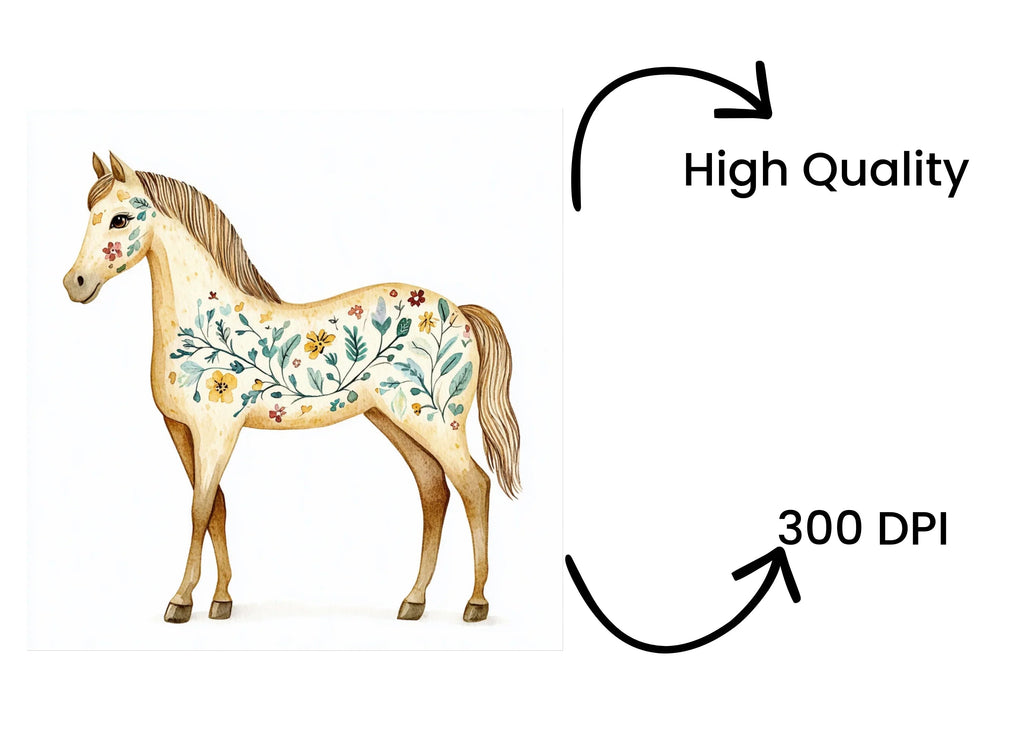 Floral Decorated Horse Clipart Bundle