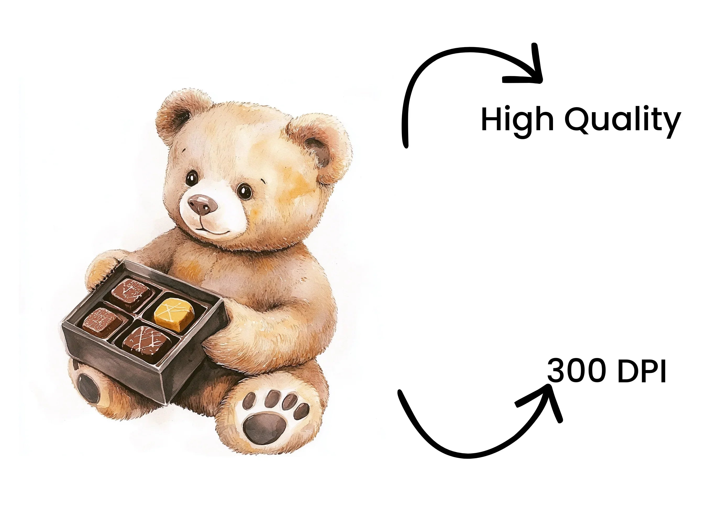 Teddy Bear with Chocolate Box Clipart Bundle