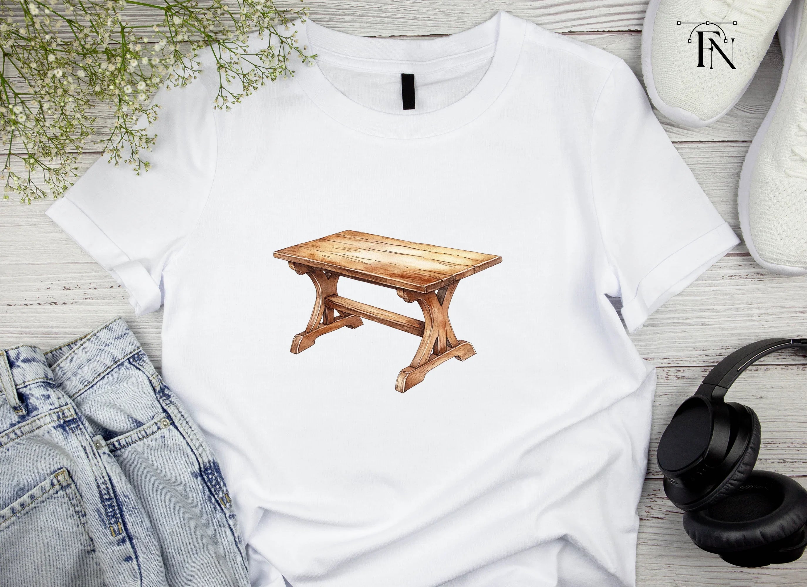 Rustic Wooden Tables Clipart Bundle
