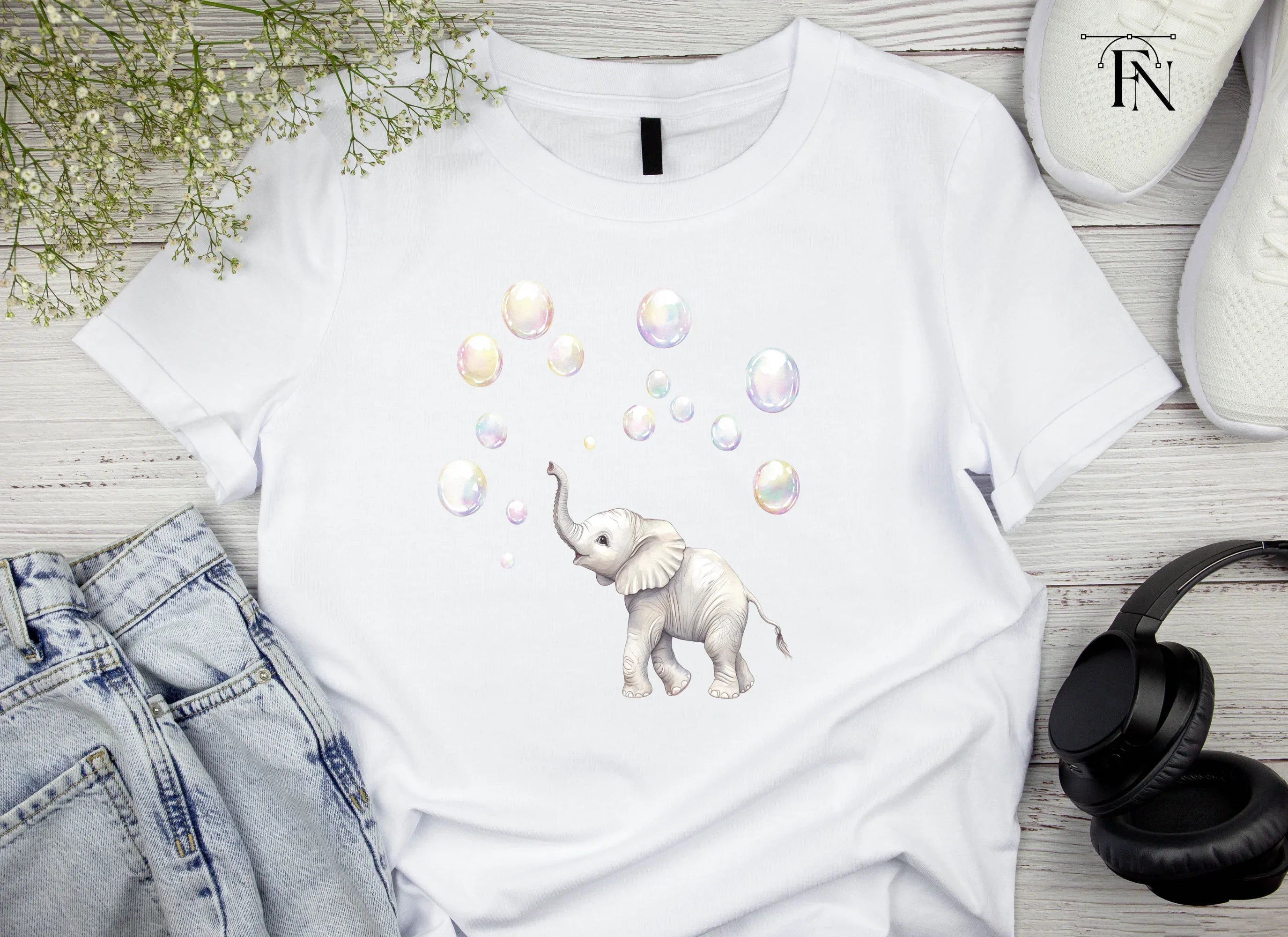 Playful Elephants and Bubbles Clipart Bundle