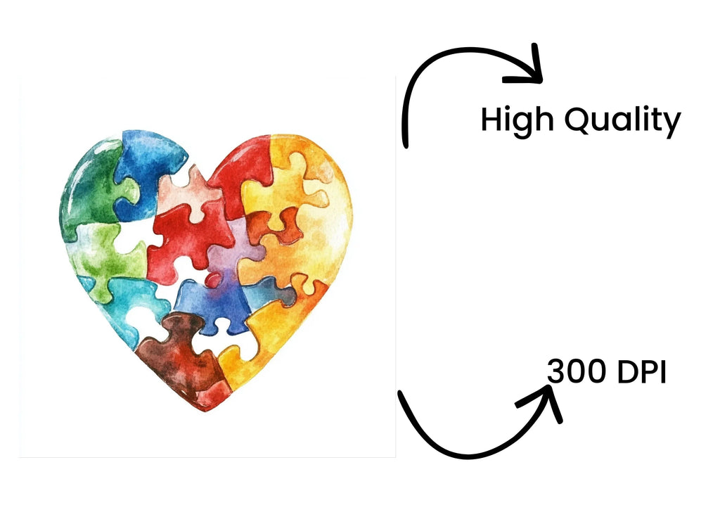 Colorful Puzzle Heart Clipart Bundle