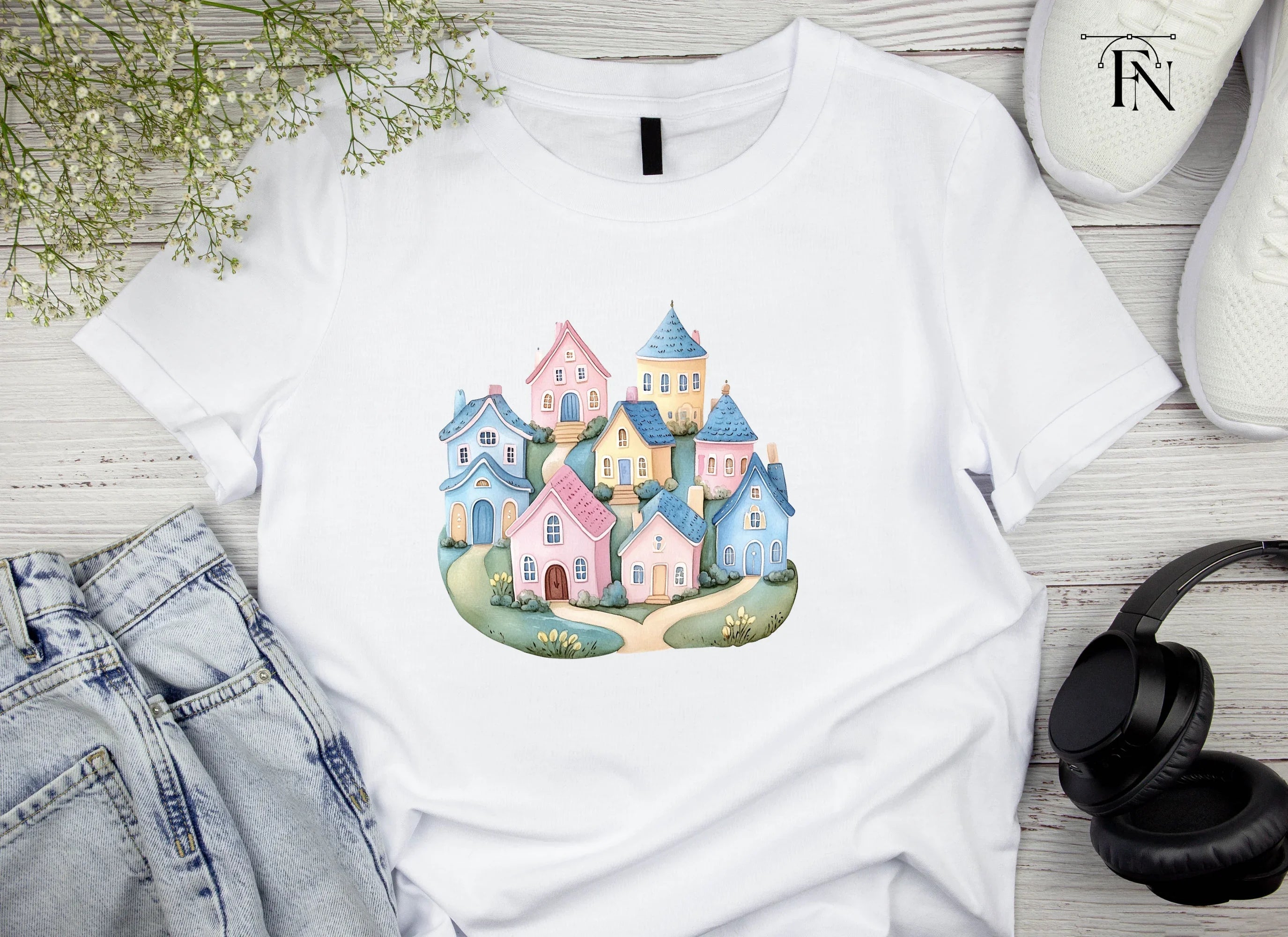Whimsical Hillside Village Clipart Bundle