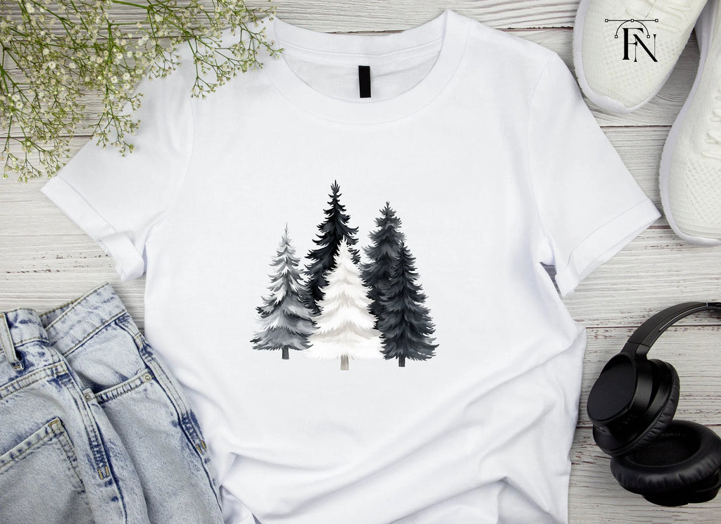Monochrome Christmas Tree Clipart Bundle