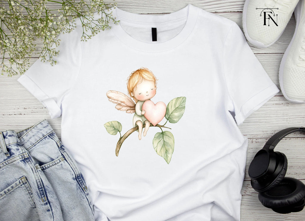 Baby Angels on Branches with Hearts Clipart Bundle