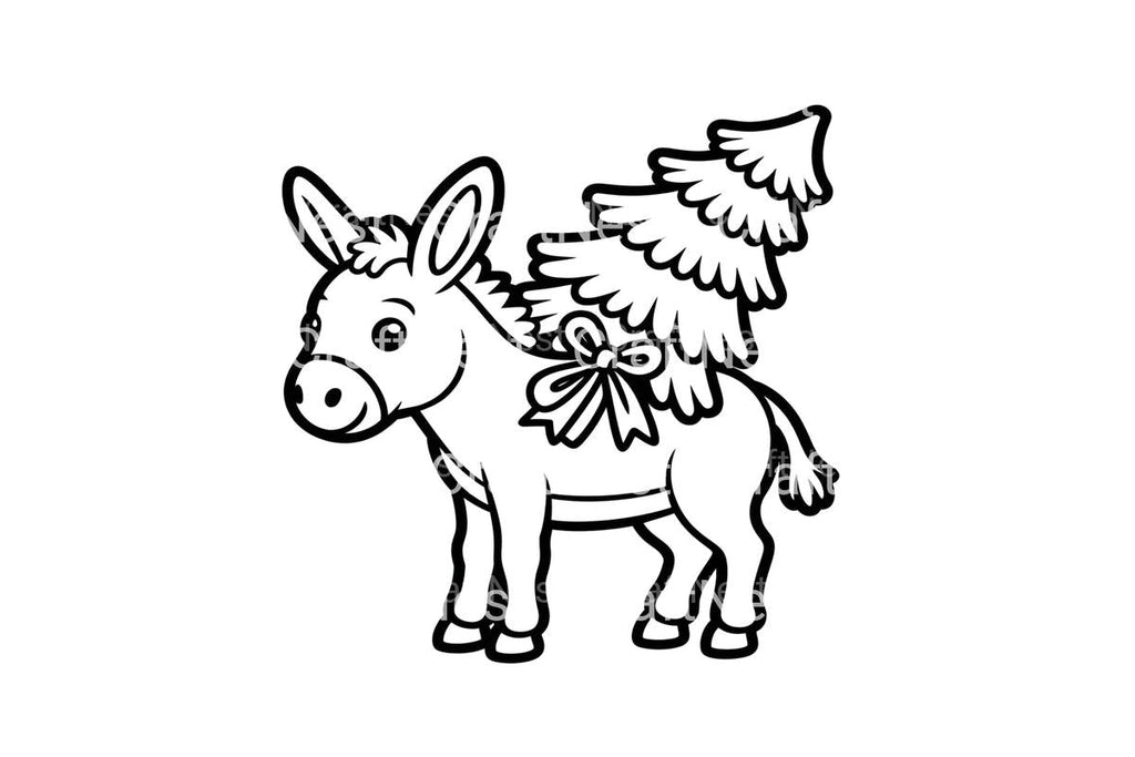 Christmas Donkey with Tree Coloring Books