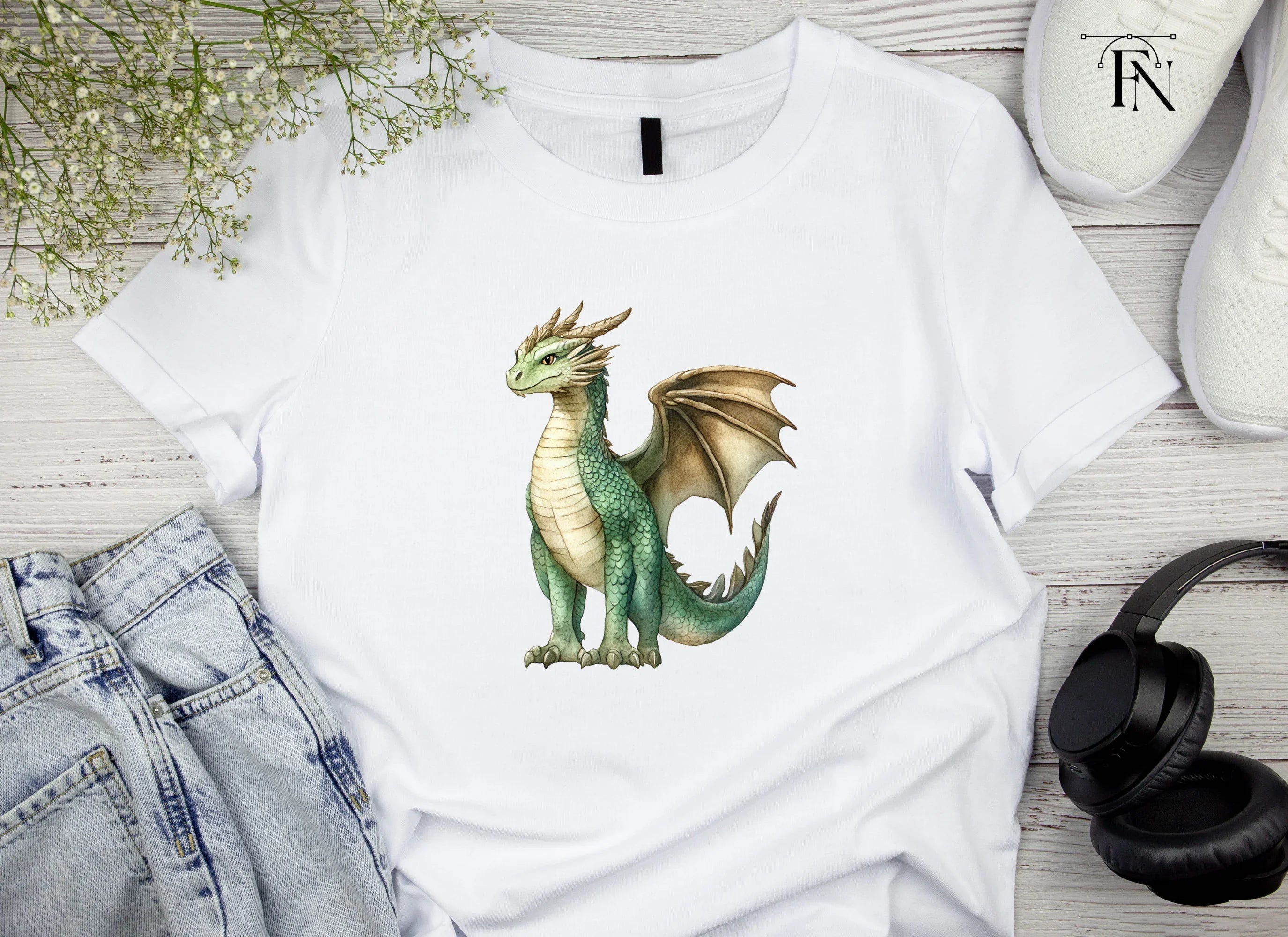 Majestic Green Dragon Clipart Bundle