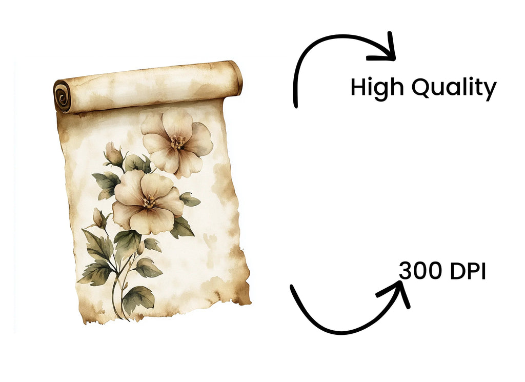 Vintage Floral Scroll Clipart Bundle