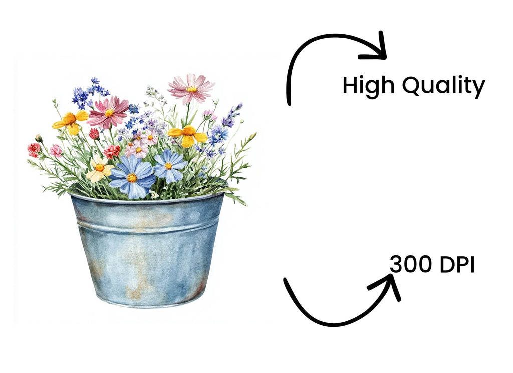 Flower Buckets Clipart Bundle
