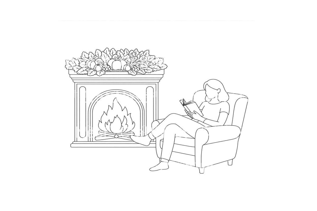 Cozy Reading by the Fireplace Coloring Books