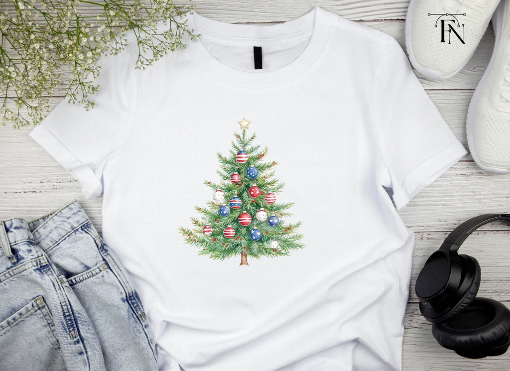 Patriotic Christmas Tree Clipart Bundle