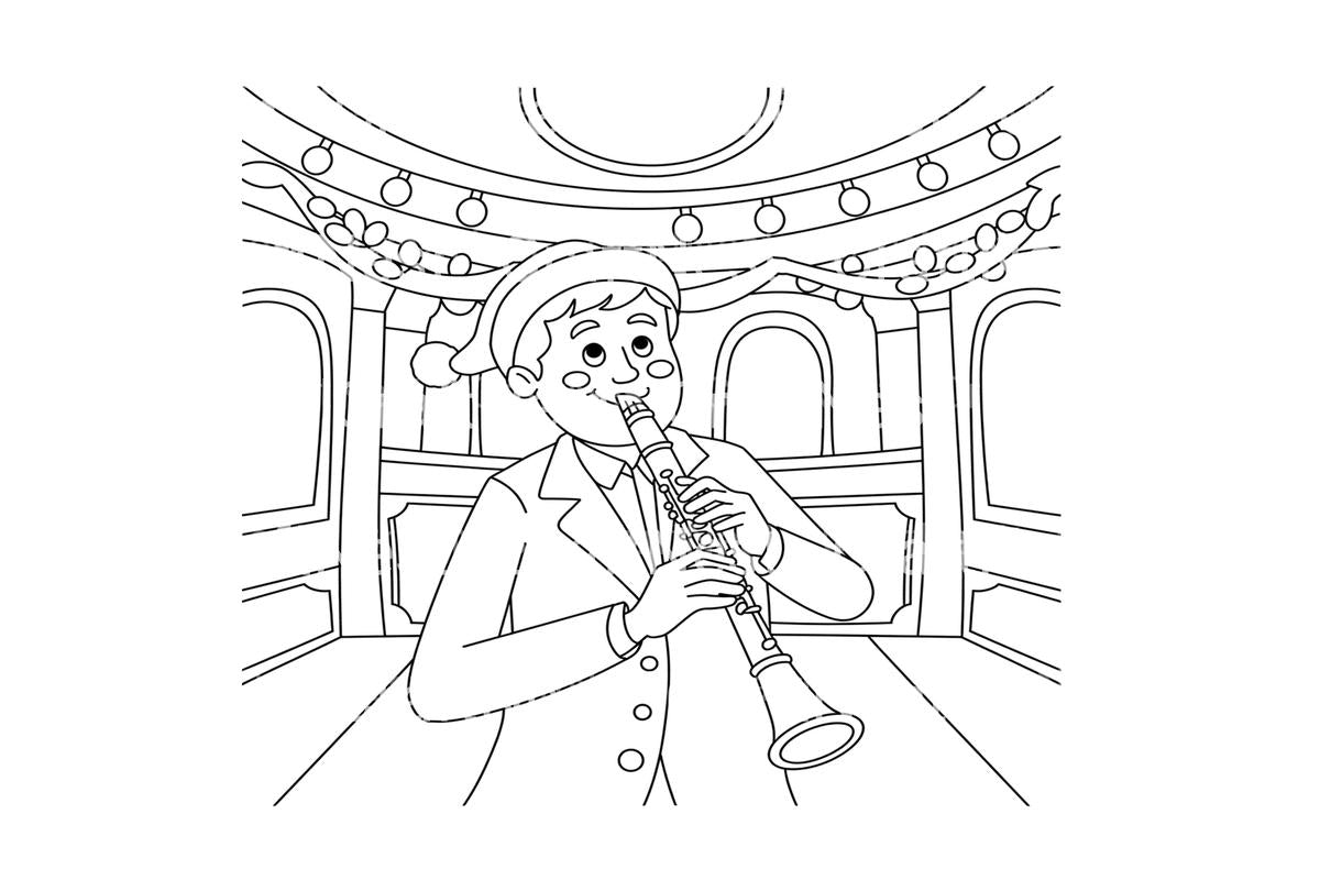 Christmas Clarinet Player Coloring Books