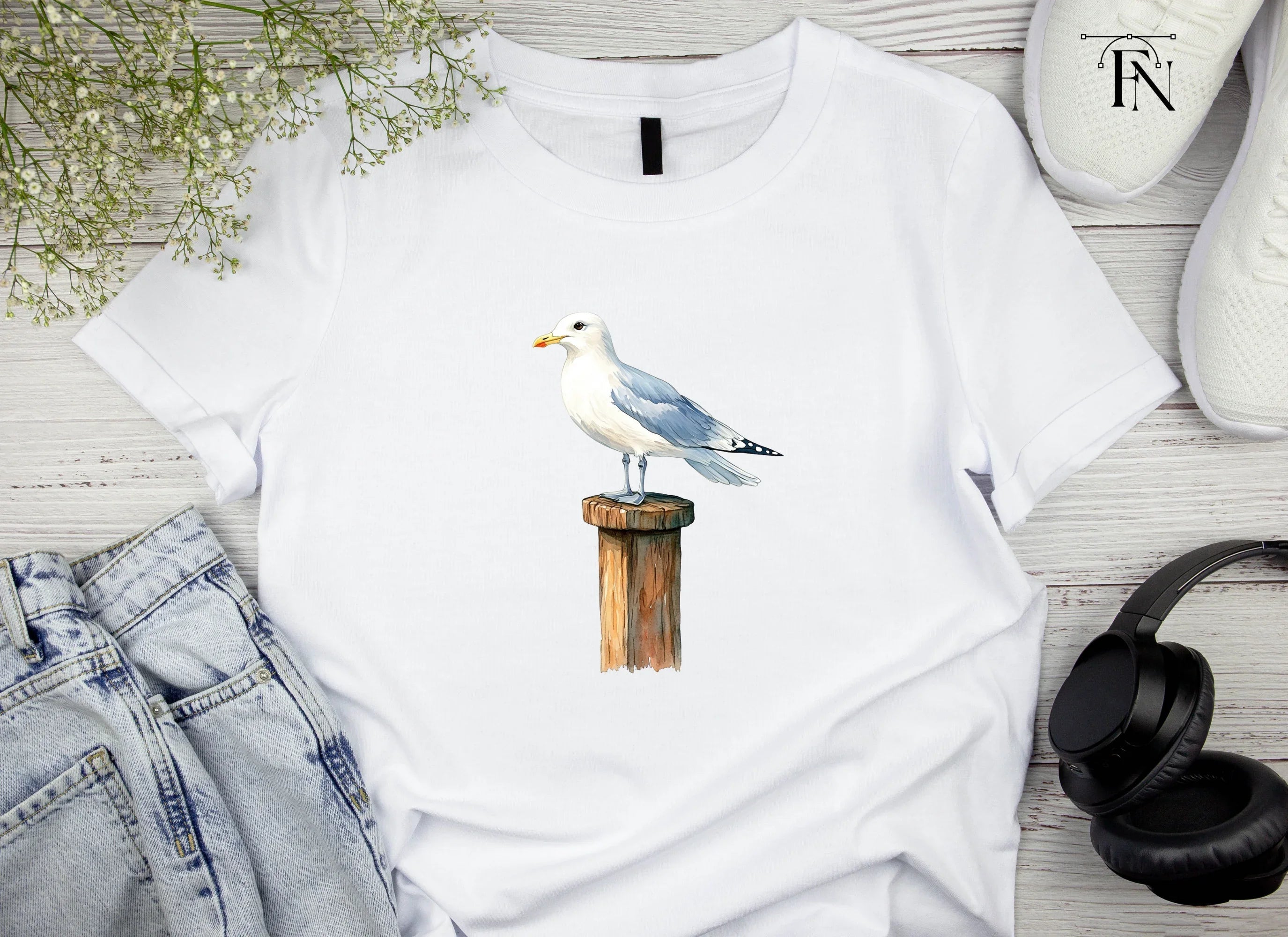 Seagull on Wooden Post Clipart Bundle