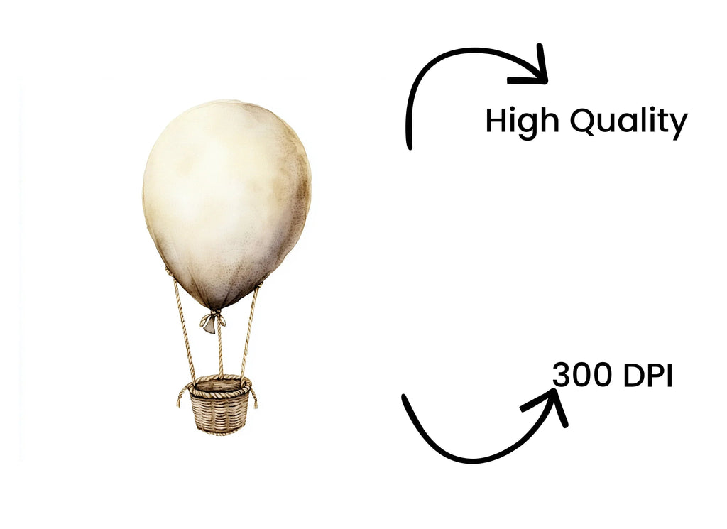 Vintage Hot Air Balloon Clipart Bundle
