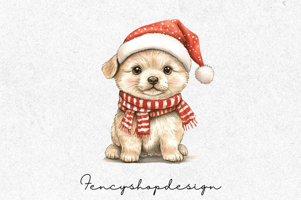 Adorable Christmas Puppies Clipart Bundle