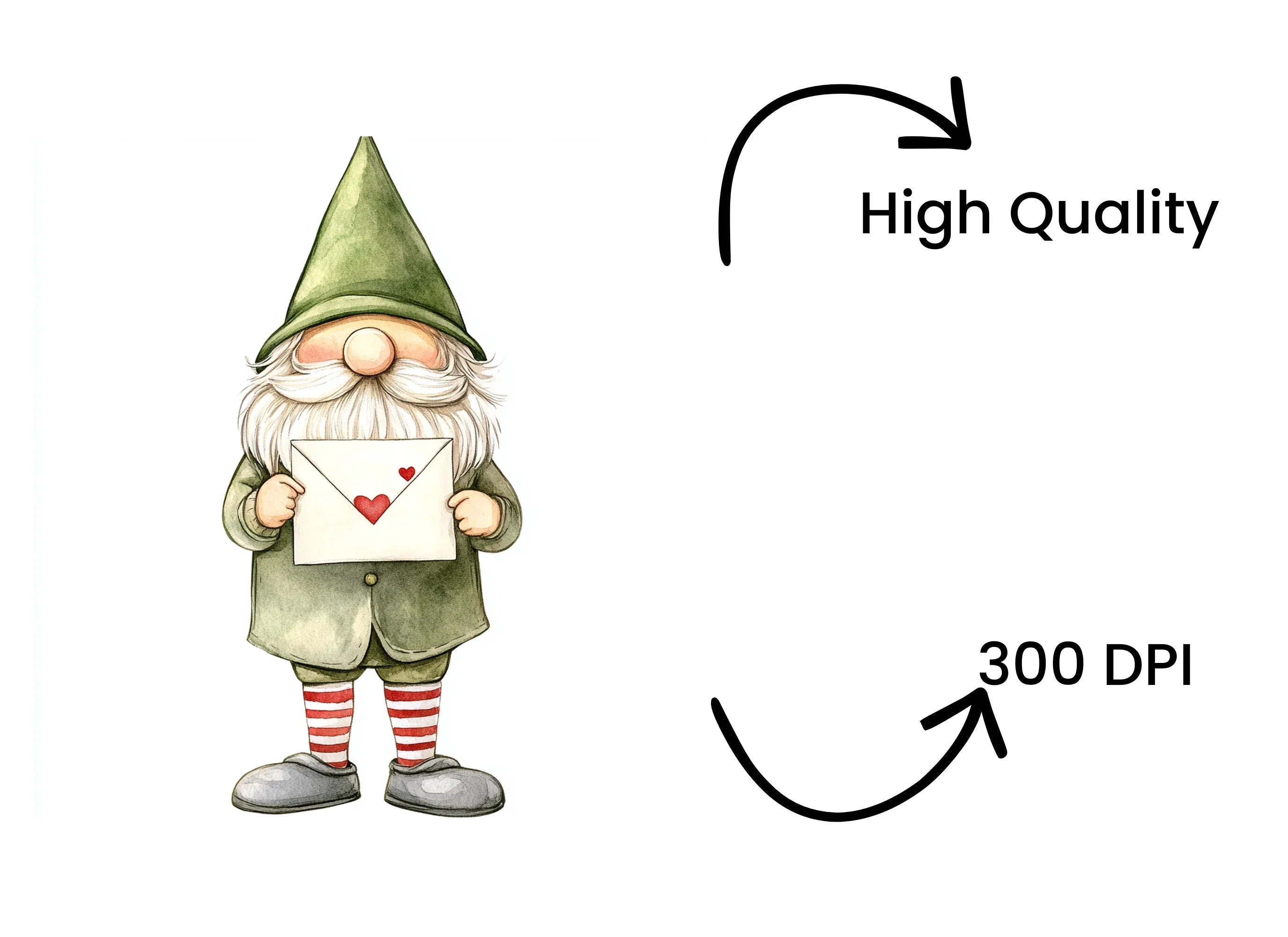 Green Gnomes Love Letters Clipart Bundle