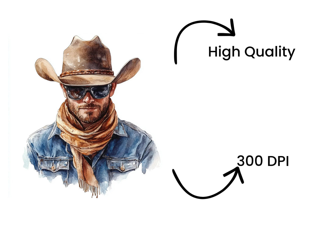 Stylish Cowboy Fashion Clipart Bundle
