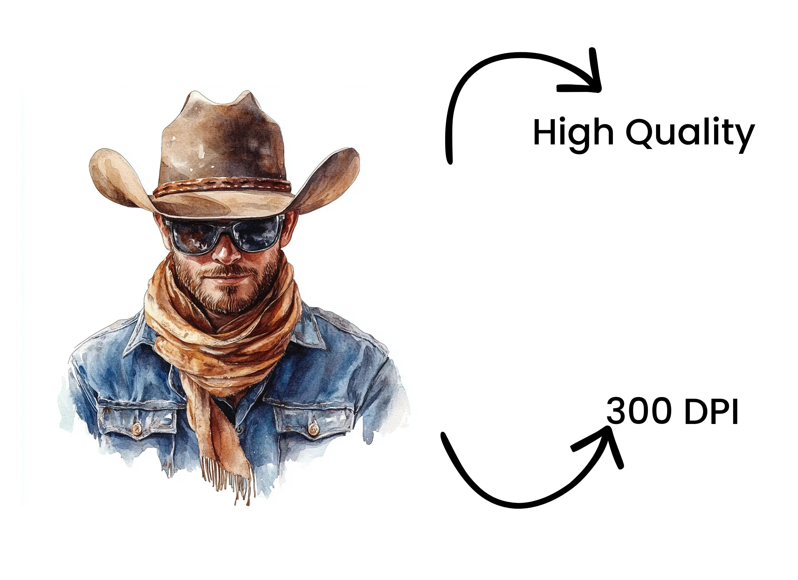 Stylish Cowboy Fashion Clipart Bundle