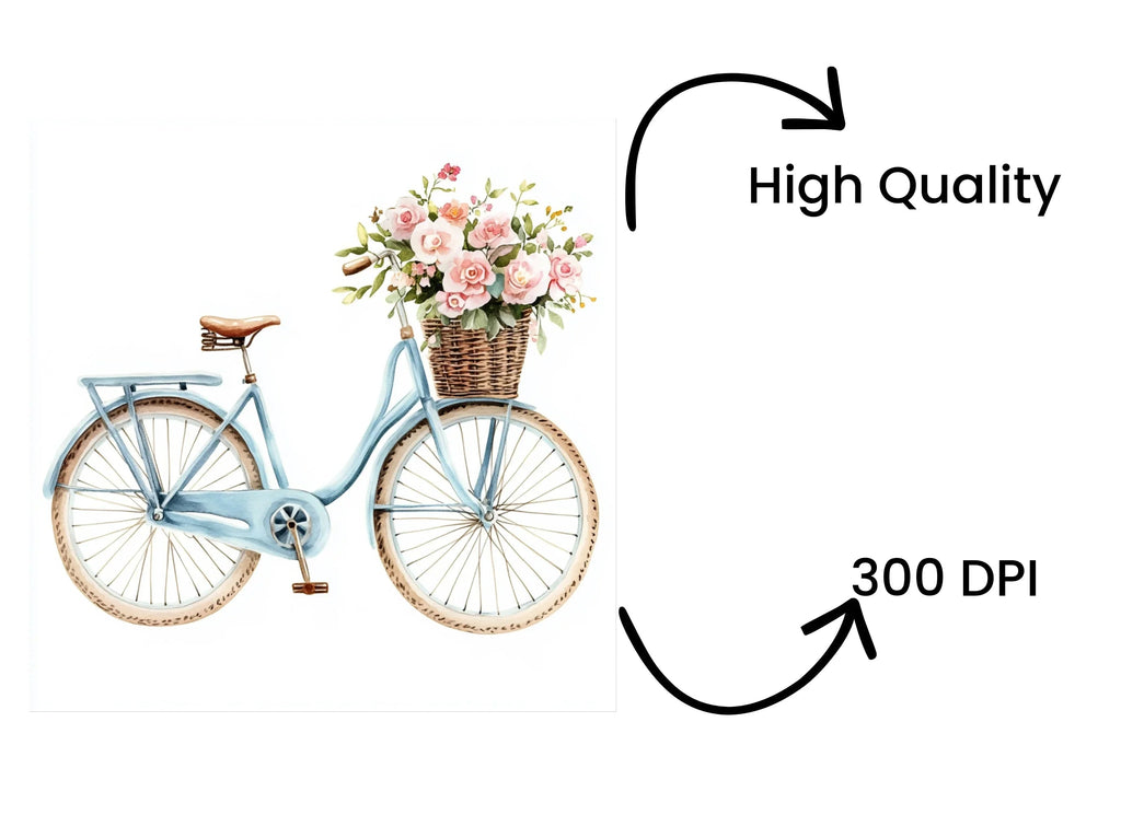 Bicycle with Flowers Clipart Bundle
