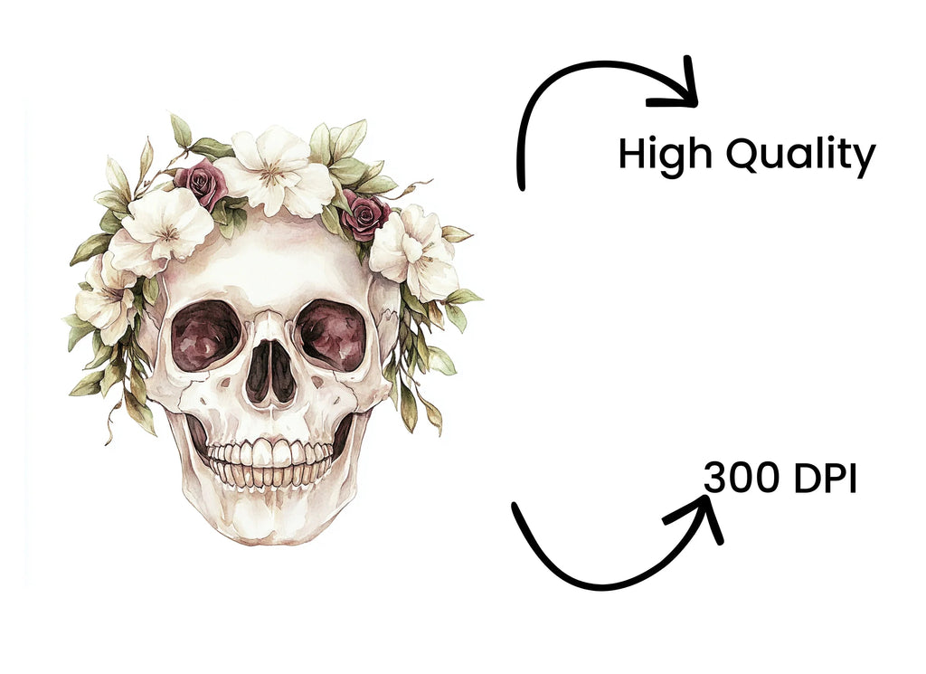 Floral Skull Clipart Bundle