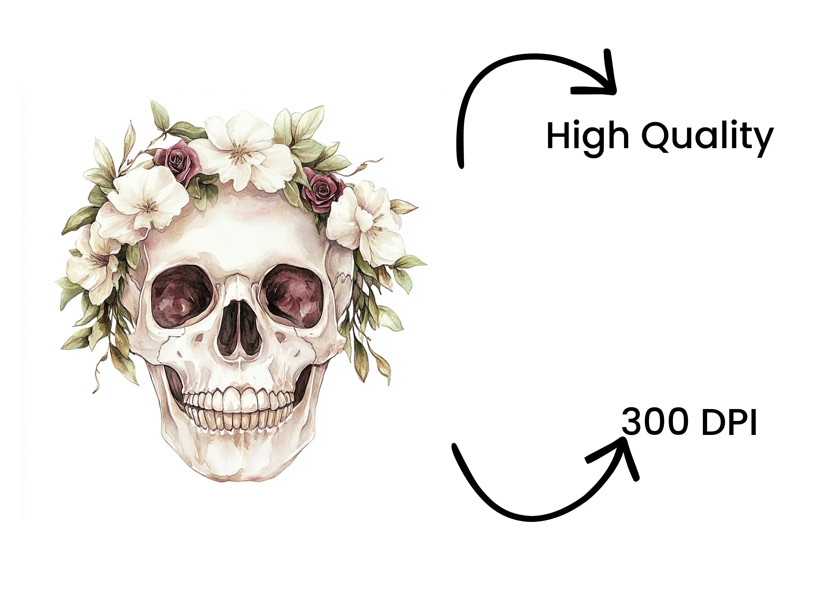Floral Skull Clipart Bundle