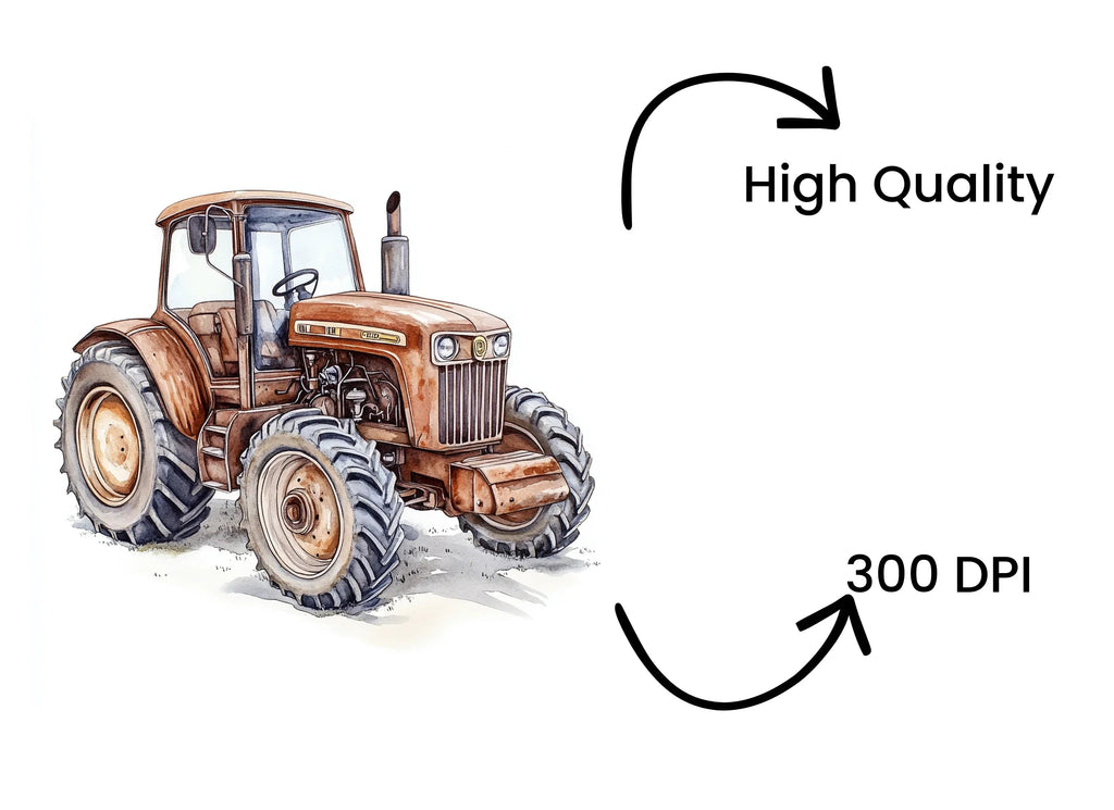 Modern Farm Tractor Clipart Bundle