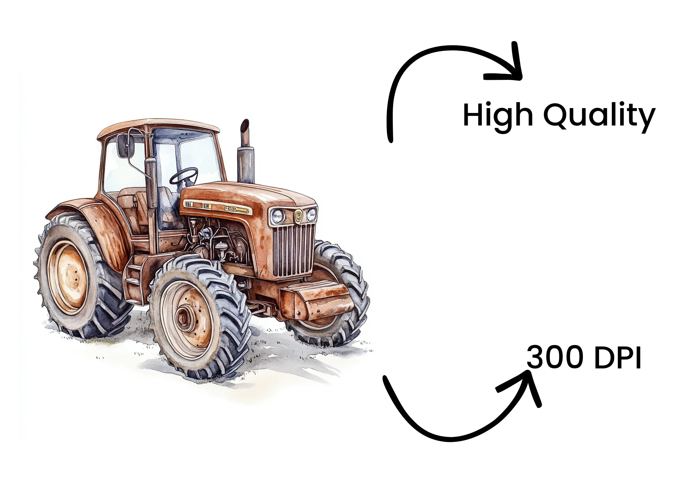 Modern Farm Tractor Clipart Bundle