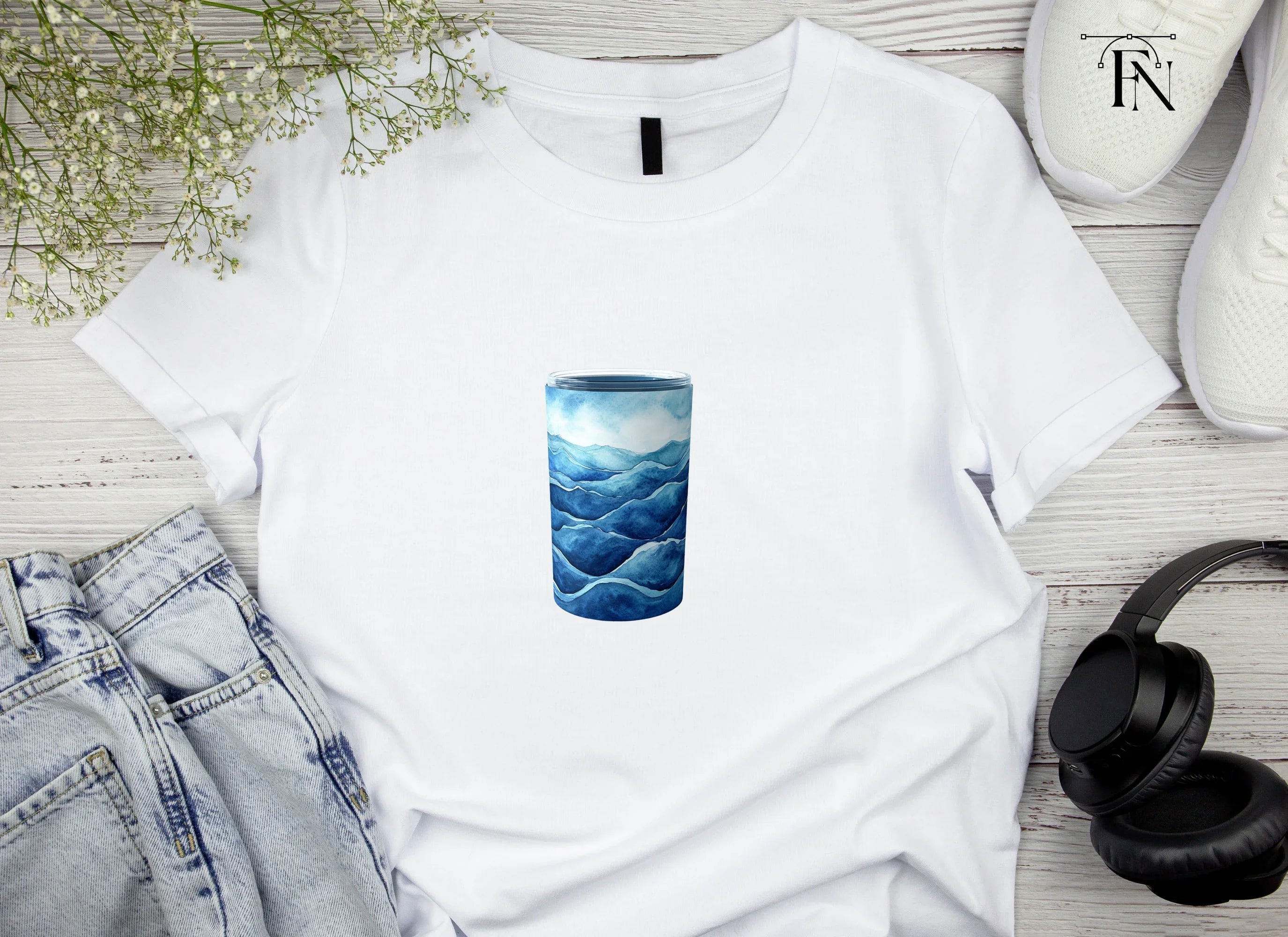Blue Waves Glass Clipart Bundle
