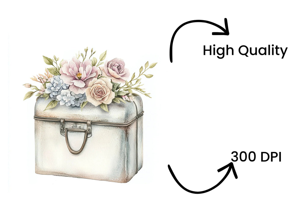 Shabby Chic Flower Box Clipart Bundle